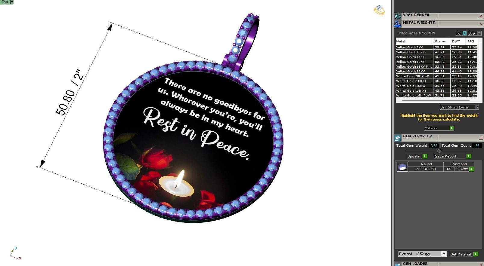 Custom Picture Pendant with Diamond - Memory Frame Pendant  3D print model_6