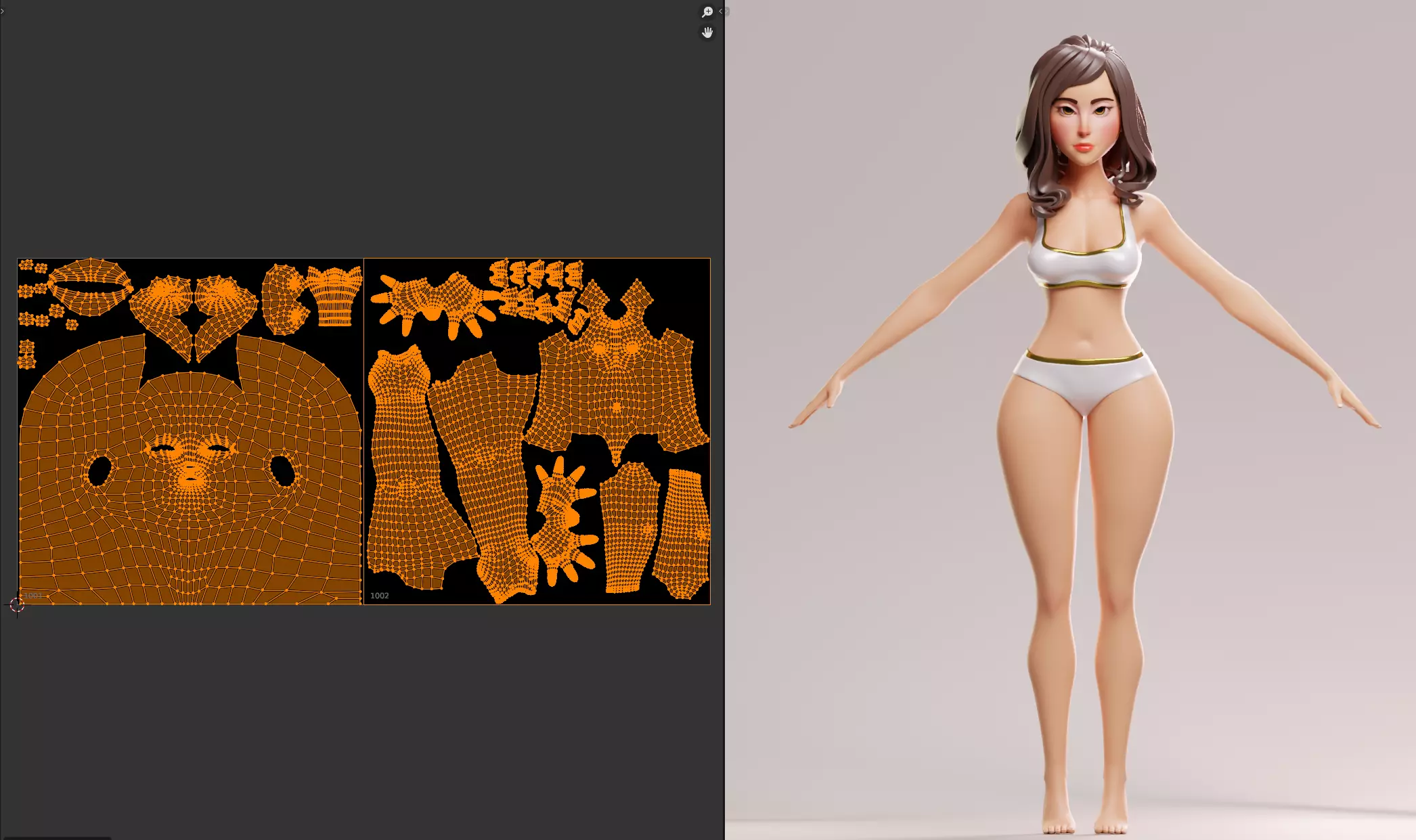 Cartoon female character sarah base mesh 3D model Low-poly 3D model_8