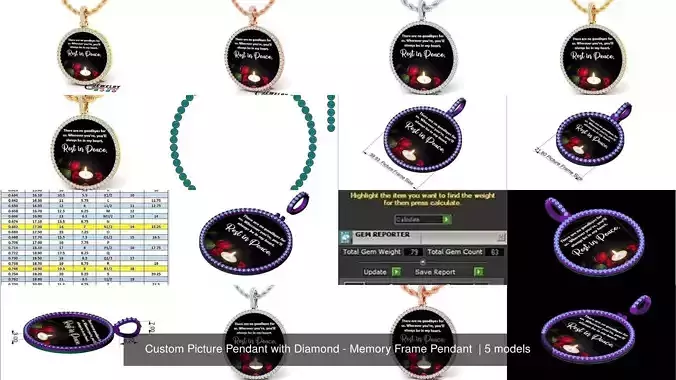 Custom Picture Pendant with Diamond - Memory Frame Pendant 