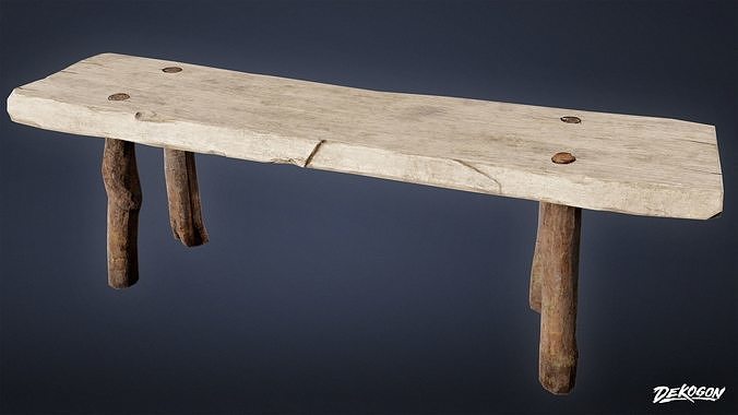 MEDIEVAL - Small Bench 01 - LOW POLY Low-poly 3D model