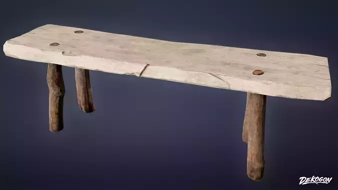 MEDIEVAL - Small Bench 01 - LOW POLY