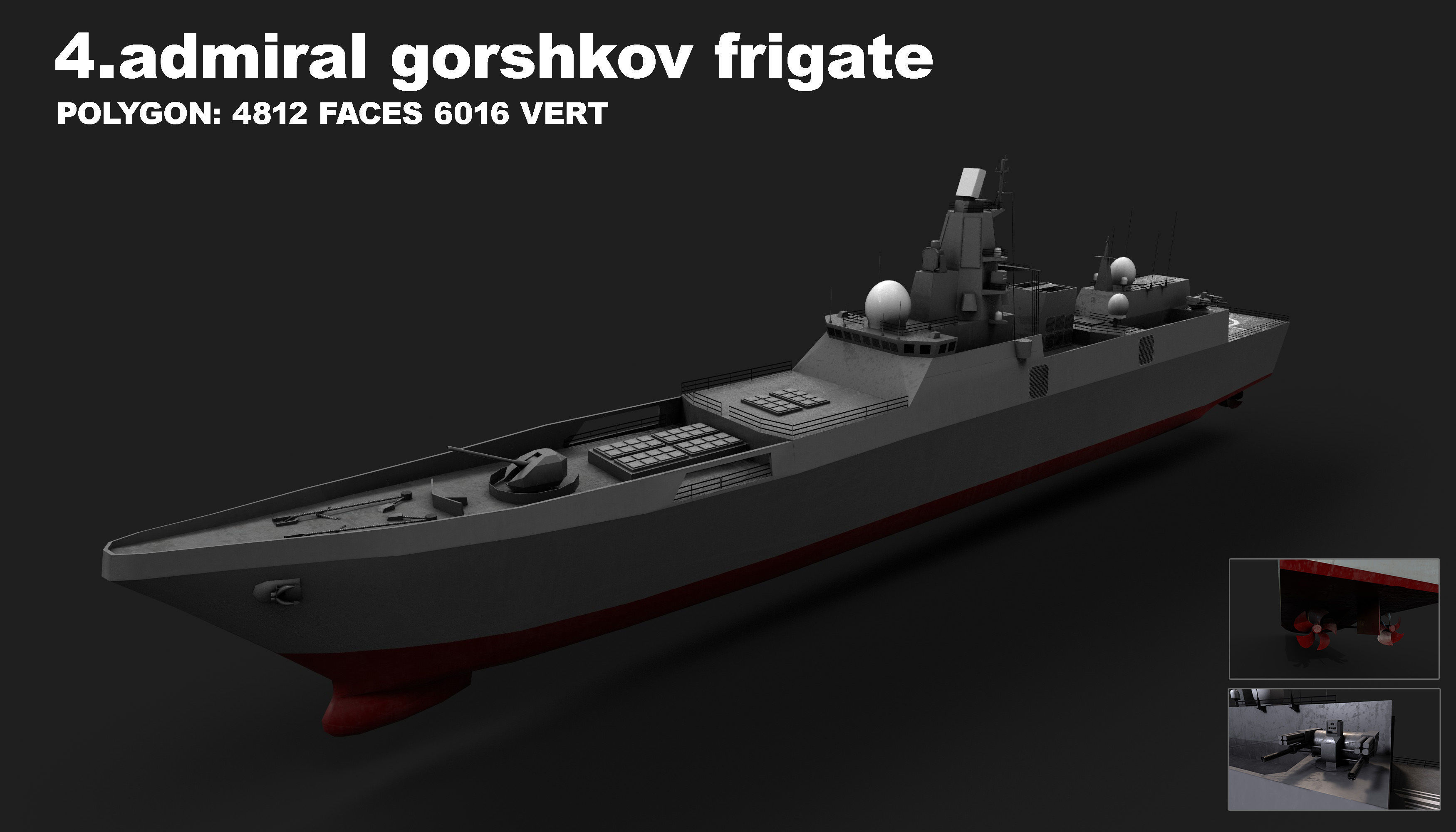 15 in 1 navy  destroyer  frigate  submarine speedboat Low-poly 3D model_14