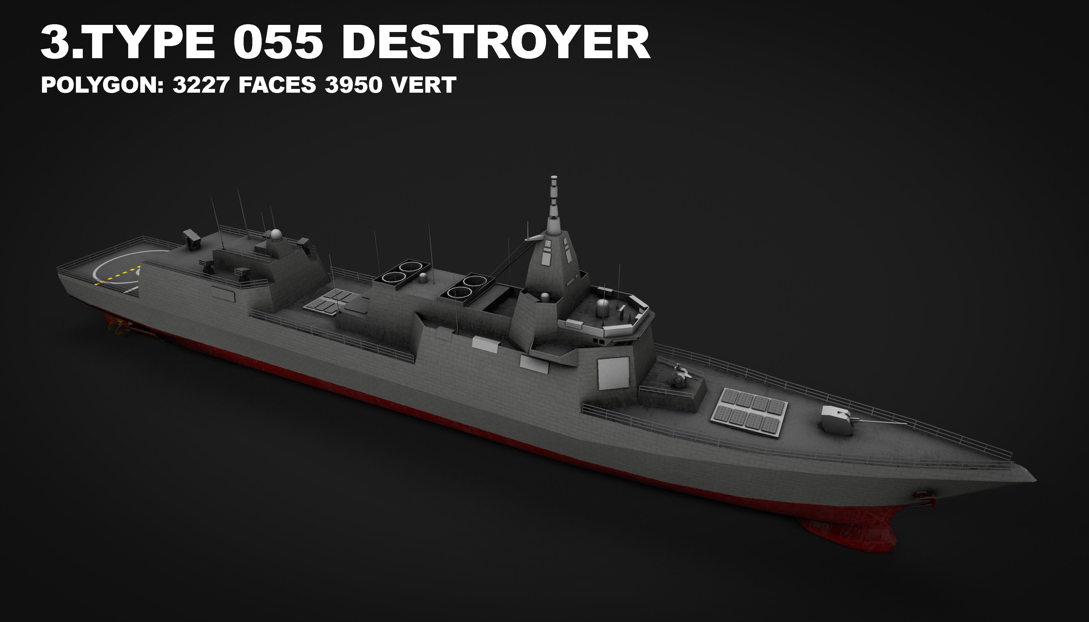 15 in 1 navy  destroyer  frigate  submarine speedboat Low-poly 3D model_11