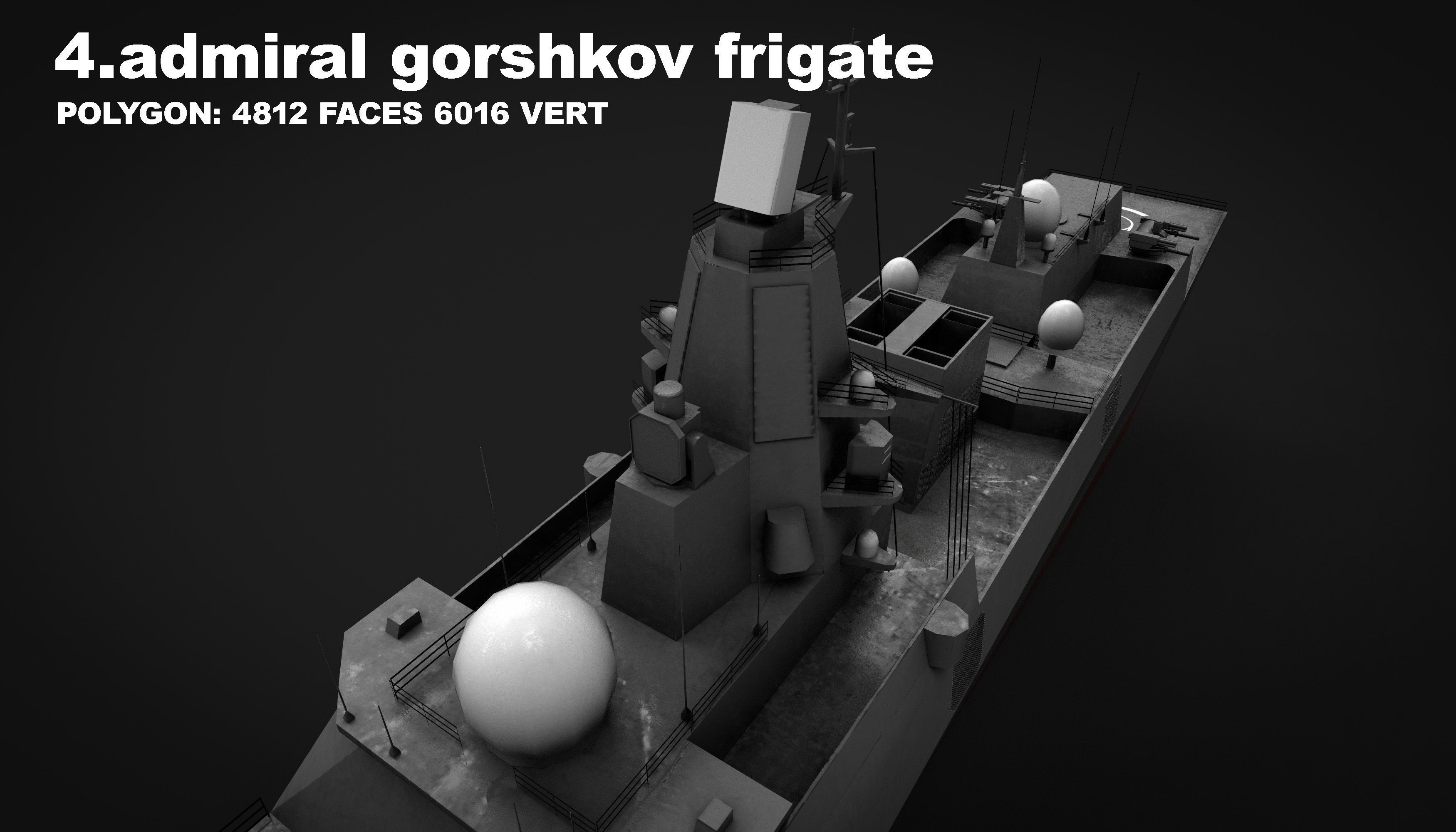 15 in 1 navy  destroyer  frigate  submarine speedboat Low-poly 3D model_16
