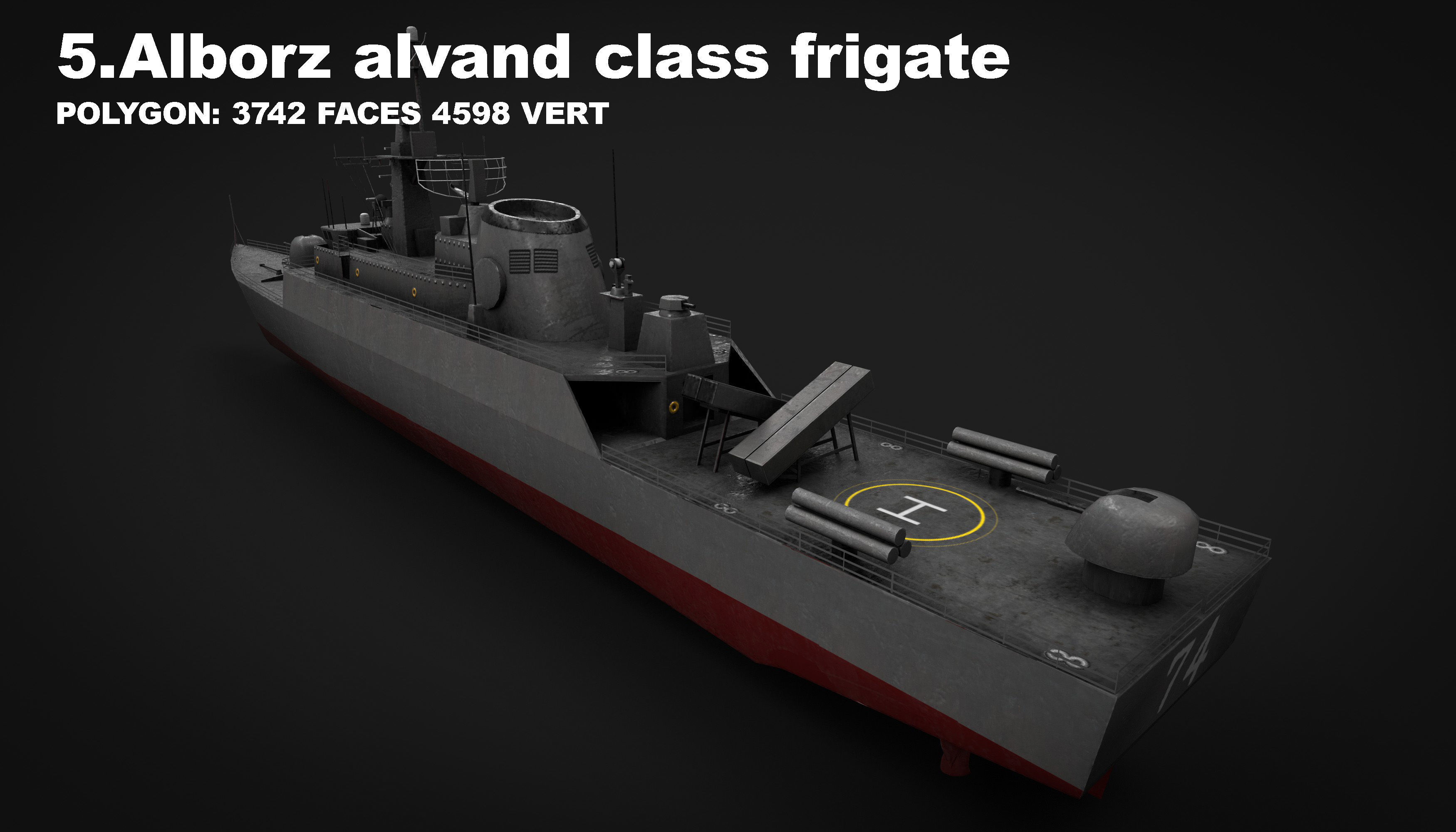 15 in 1 navy  destroyer  frigate  submarine speedboat Low-poly 3D model_20