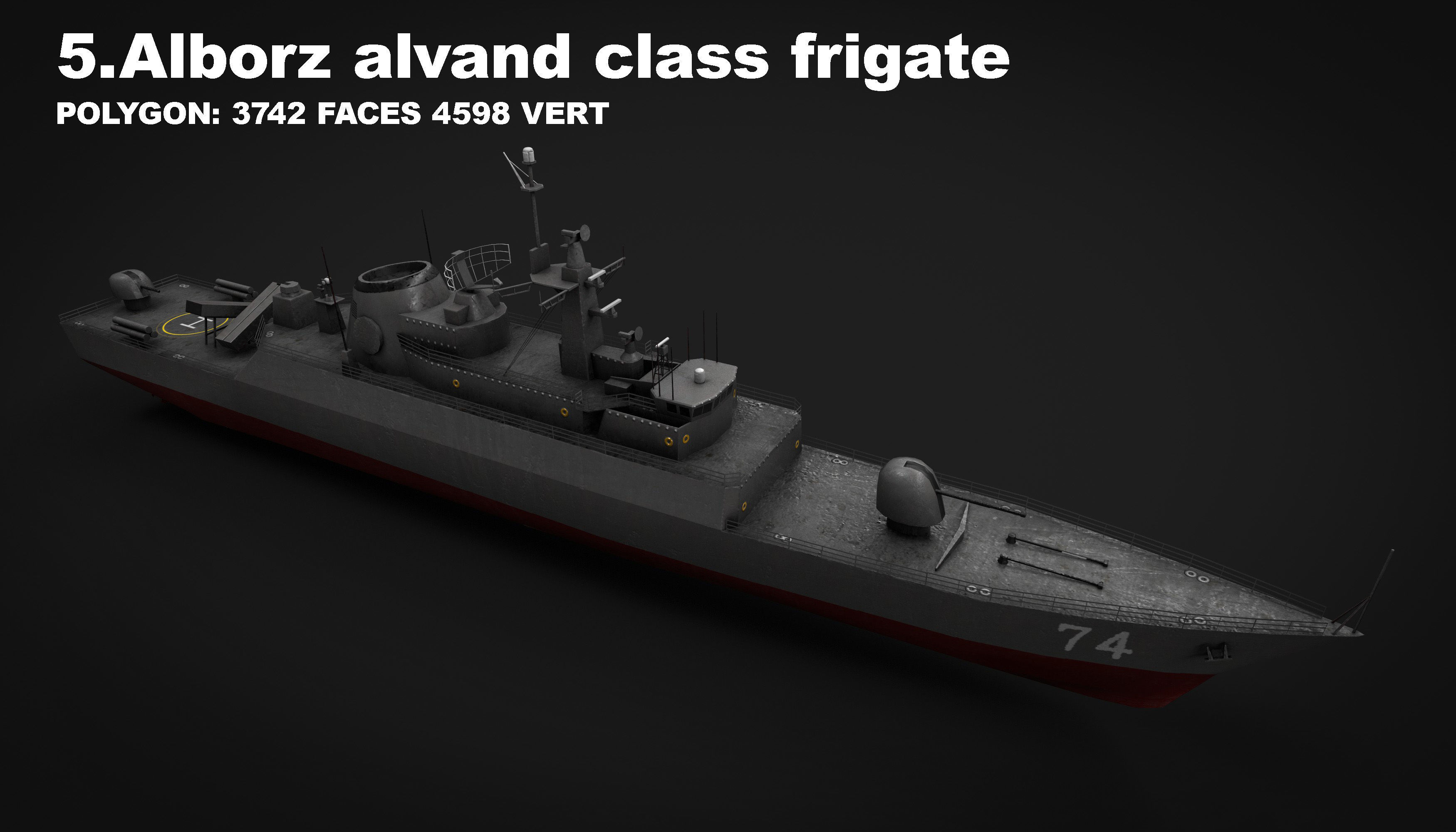 15 in 1 navy  destroyer  frigate  submarine speedboat Low-poly 3D model_19