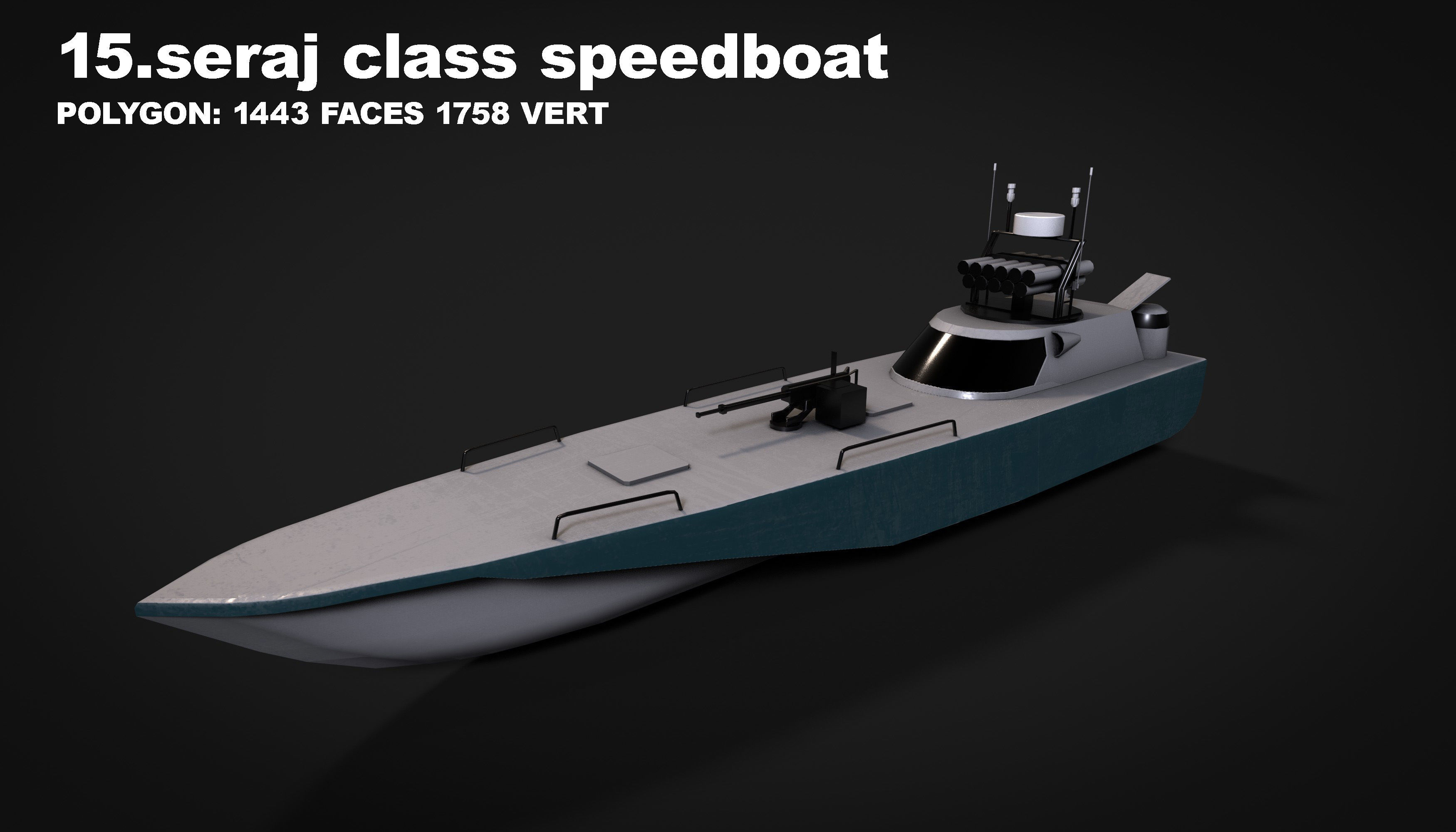 15 in 1 navy  destroyer  frigate  submarine speedboat Low-poly 3D model_54