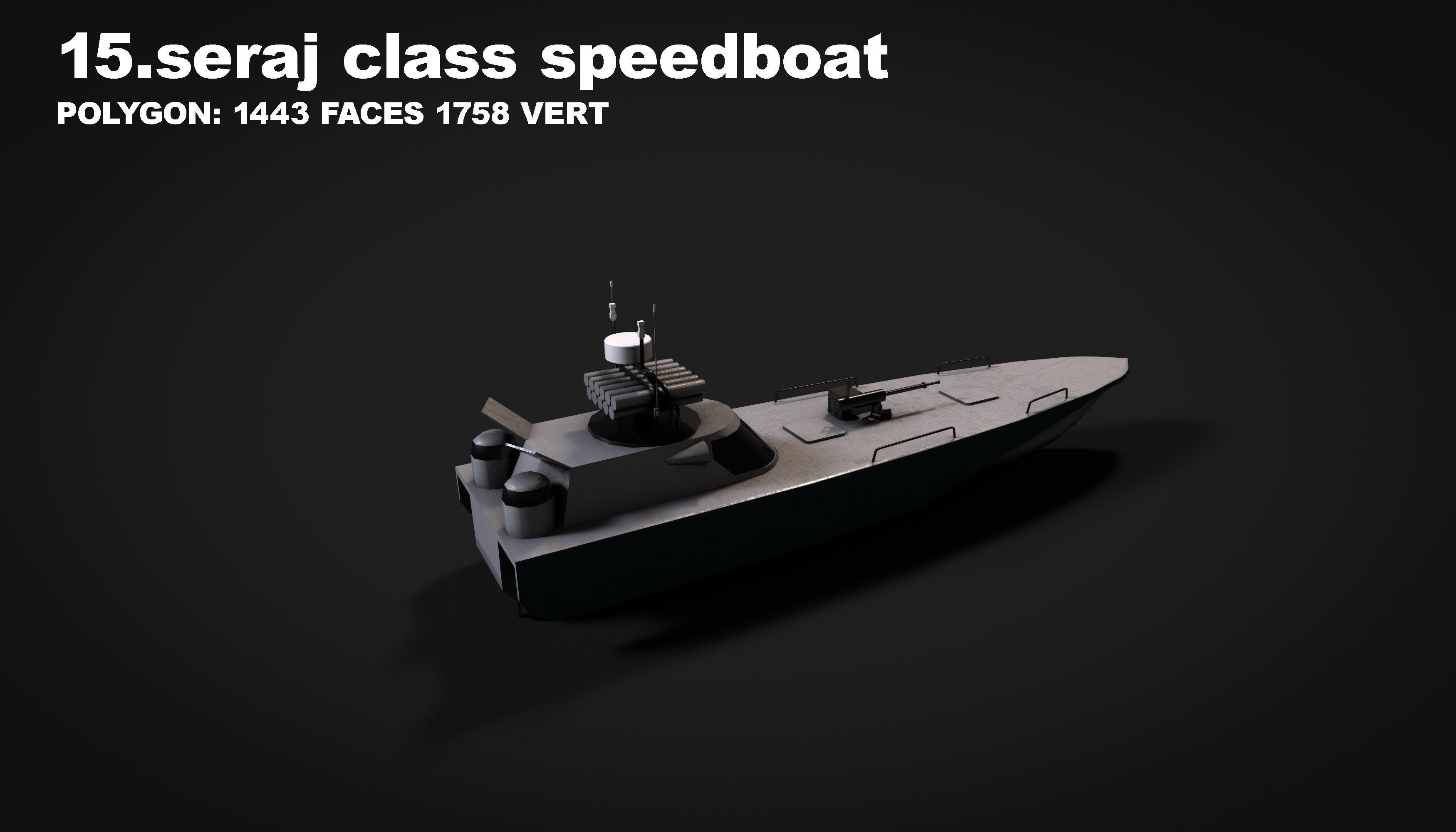 15 in 1 navy  destroyer  frigate  submarine speedboat Low-poly 3D model_55