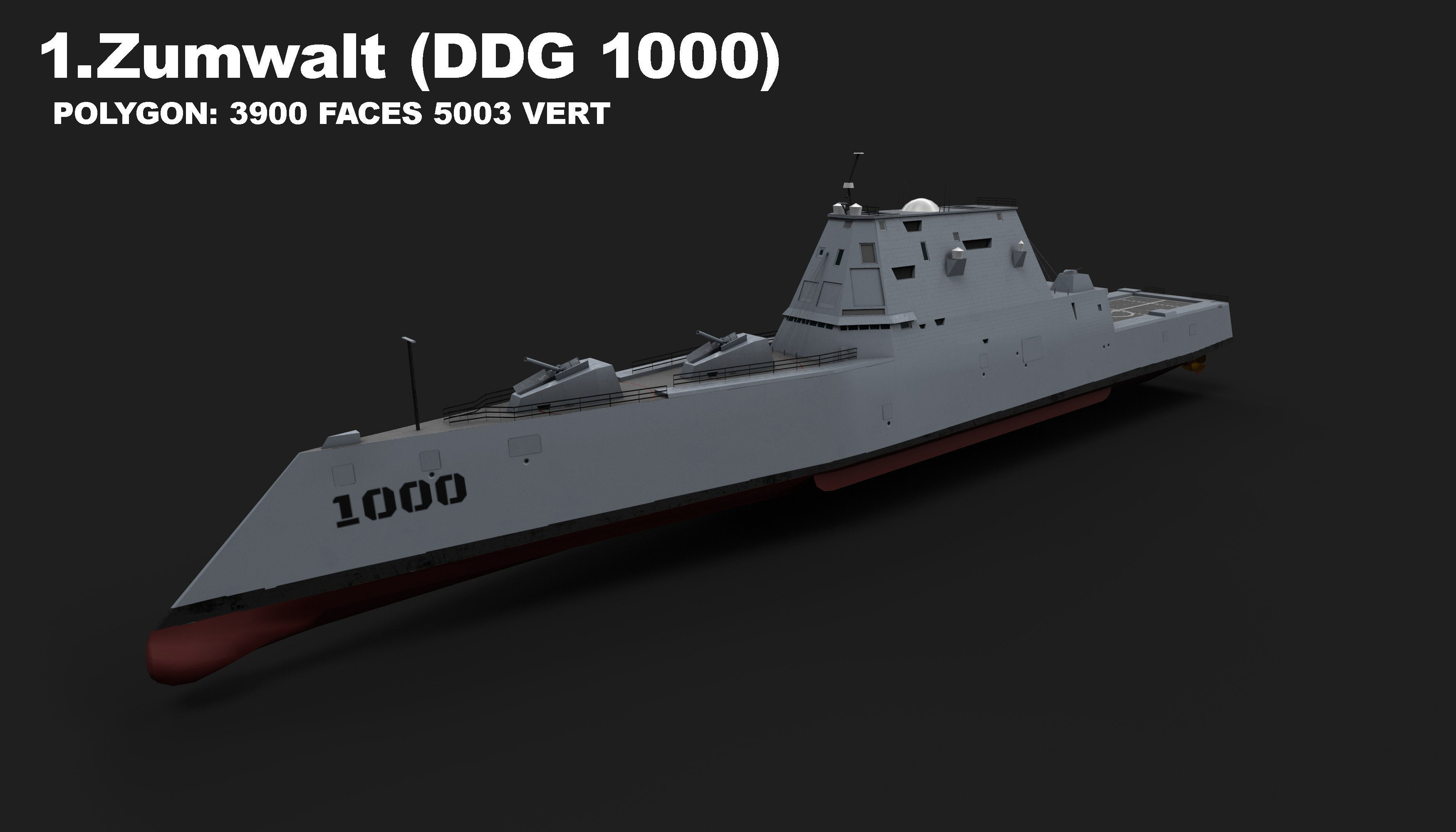 15 in 1 navy  destroyer  frigate  submarine speedboat Low-poly 3D model_1