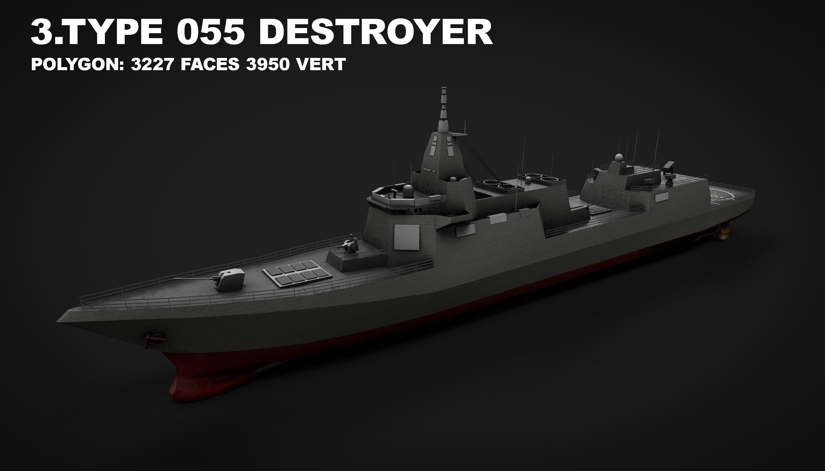 15 in 1 navy  destroyer  frigate  submarine speedboat Low-poly 3D model_10