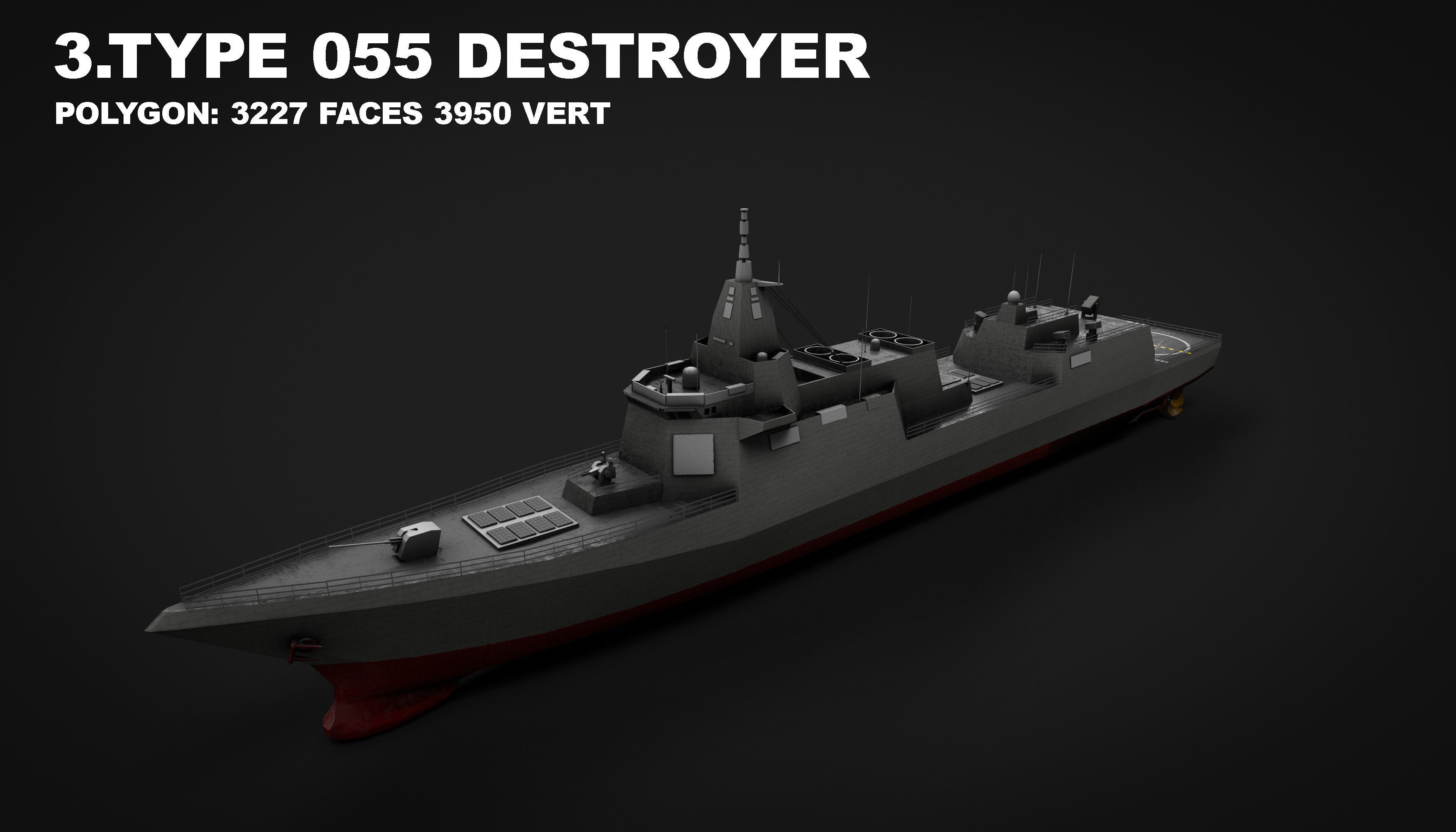 15 in 1 navy  destroyer  frigate  submarine speedboat Low-poly 3D model_13