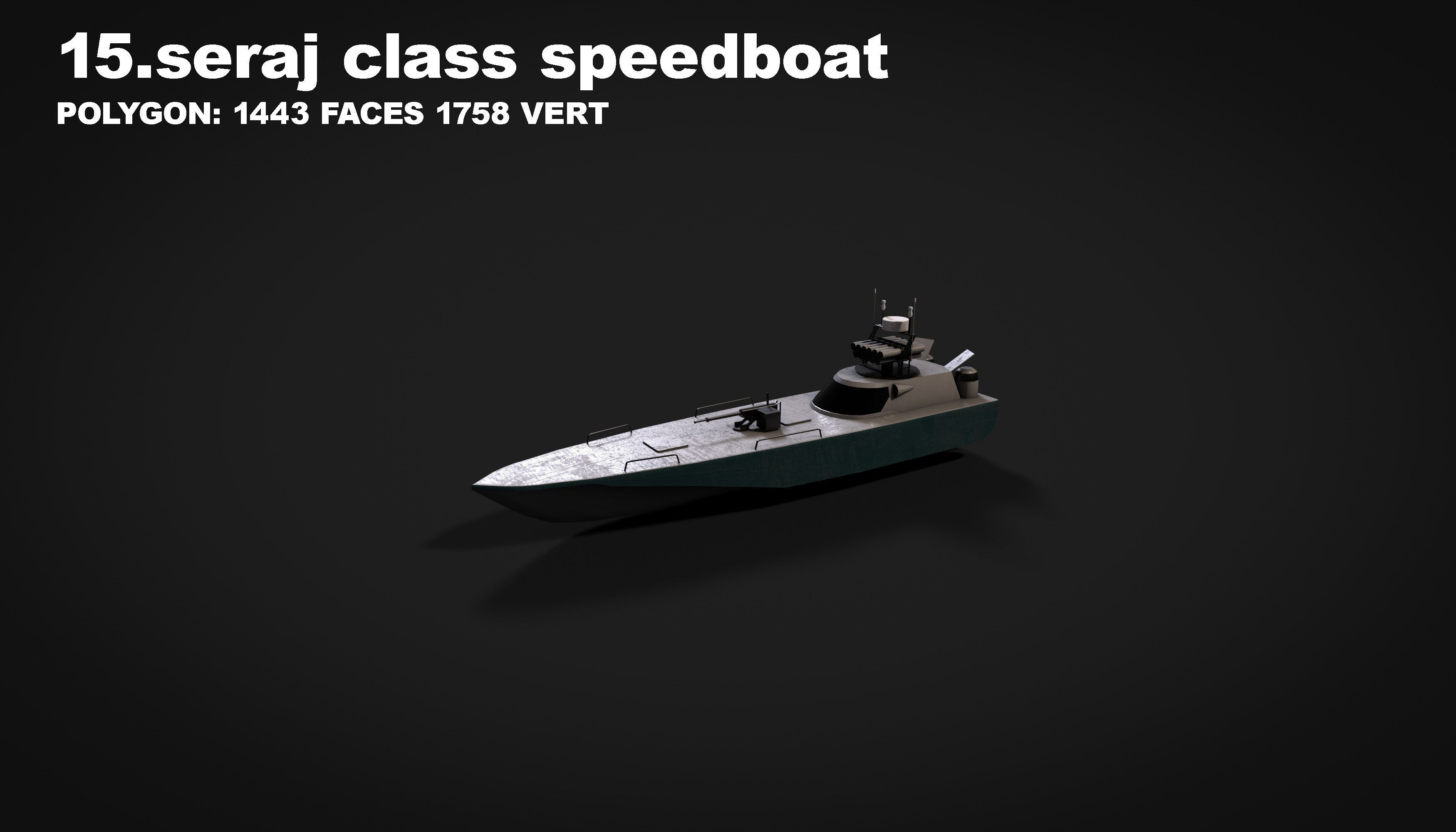 15 in 1 navy  destroyer  frigate  submarine speedboat Low-poly 3D model_53