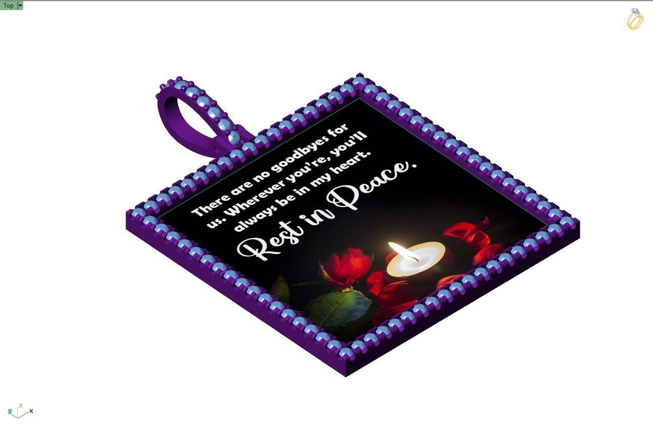 Custom Picture Pendant with Diamond - Square Memory Pendant  3D print model_10