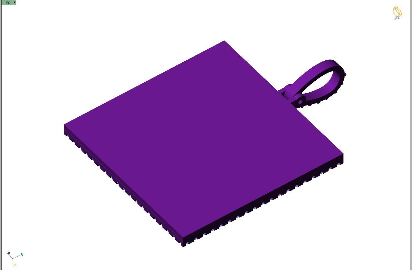 Custom Picture Pendant with Diamond - Square Memory Pendant  3D print model_11