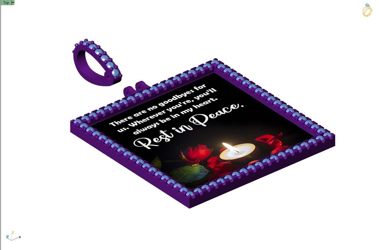 Custom Picture Pendant with Diamond - Square Memory Pendant  3D print model_13