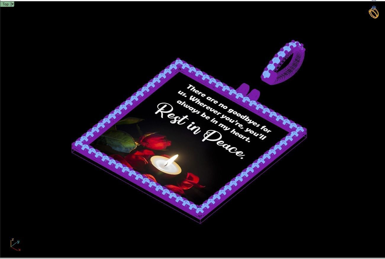 Custom Picture Pendant with Diamond - Square Memory Pendant  3D print model_16