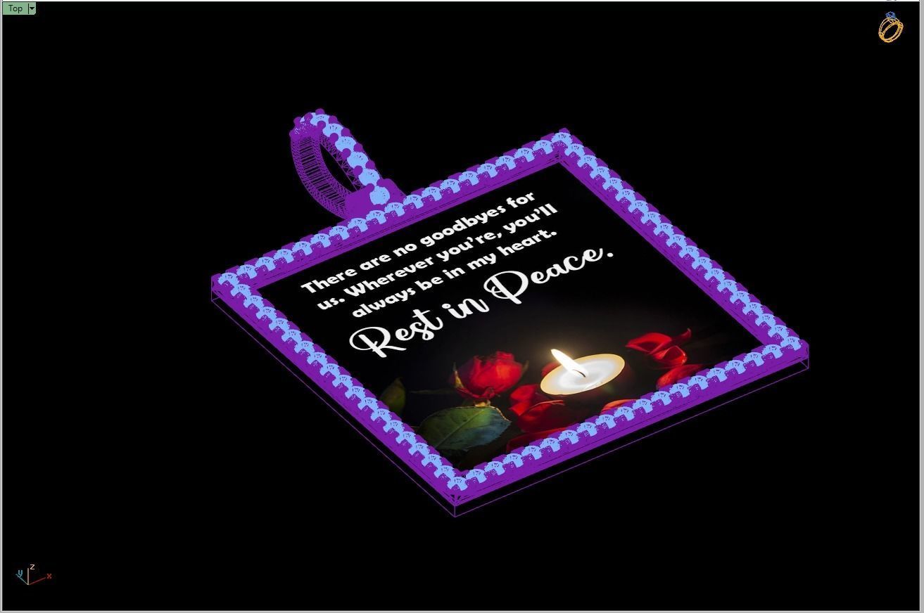 Custom Picture Pendant with Diamond - Square Memory Pendant  3D print model_15