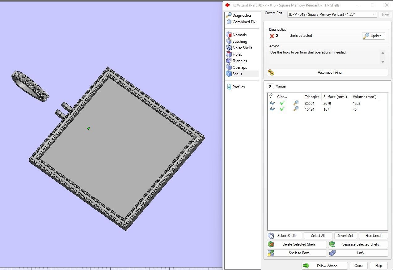 Custom Picture Pendant with Diamond - Square Memory Pendant  3D print model_18