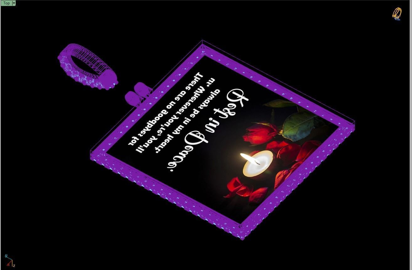 Custom Picture Pendant with Diamond - Square Memory Pendant  3D print model_17