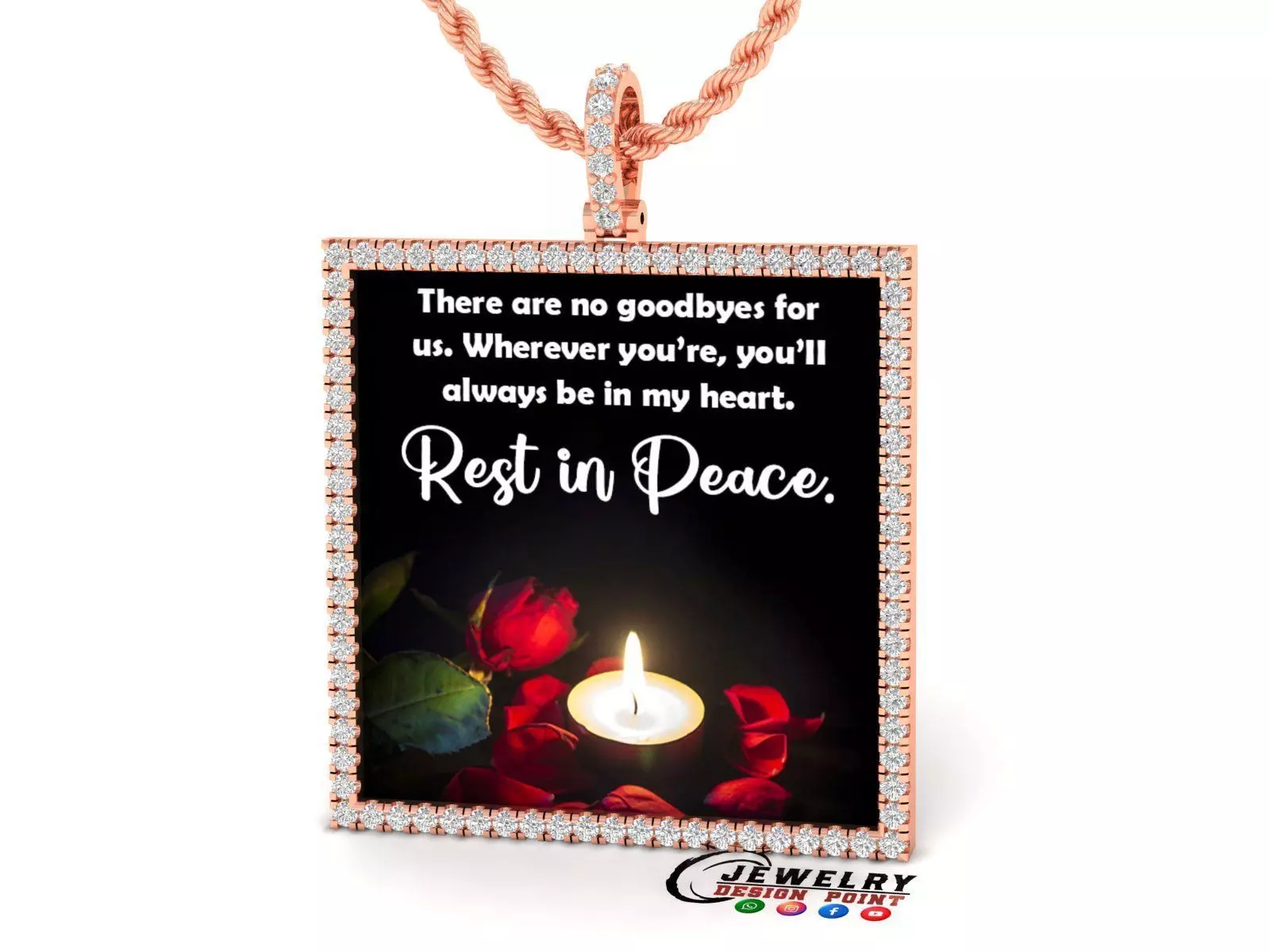 Custom Picture Pendant with Diamond - Square Memory Pendant 3D print model