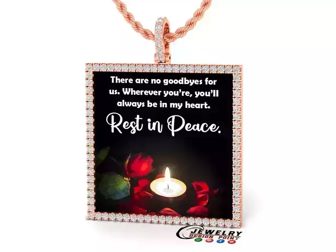 Custom Picture Pendant with Diamond - Square Memory Pendant 