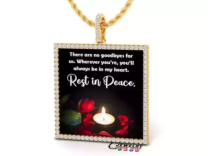 Custom Picture Pendant with Diamond - Square Memory Pendant 