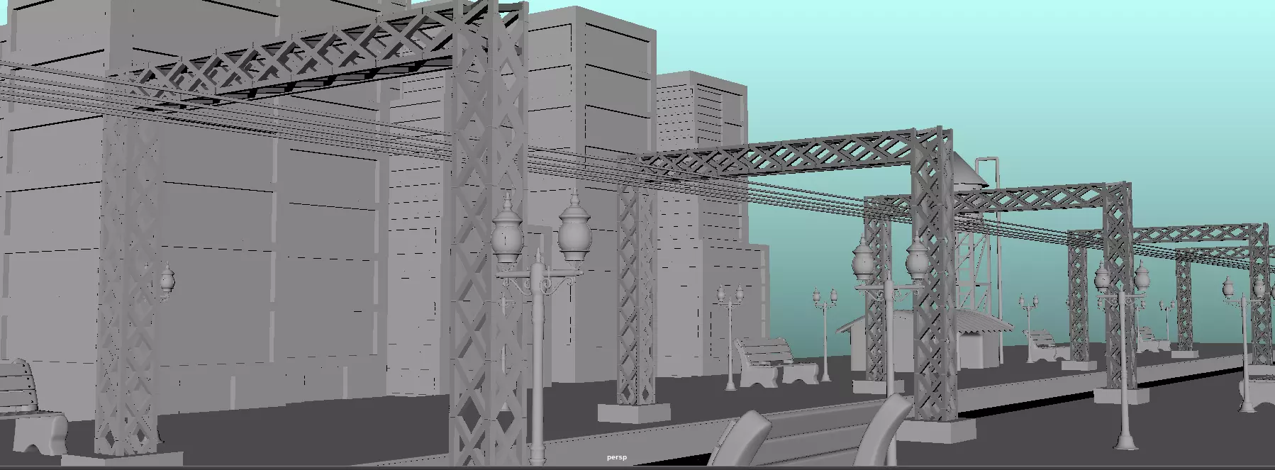 High production quality railway station 3D model