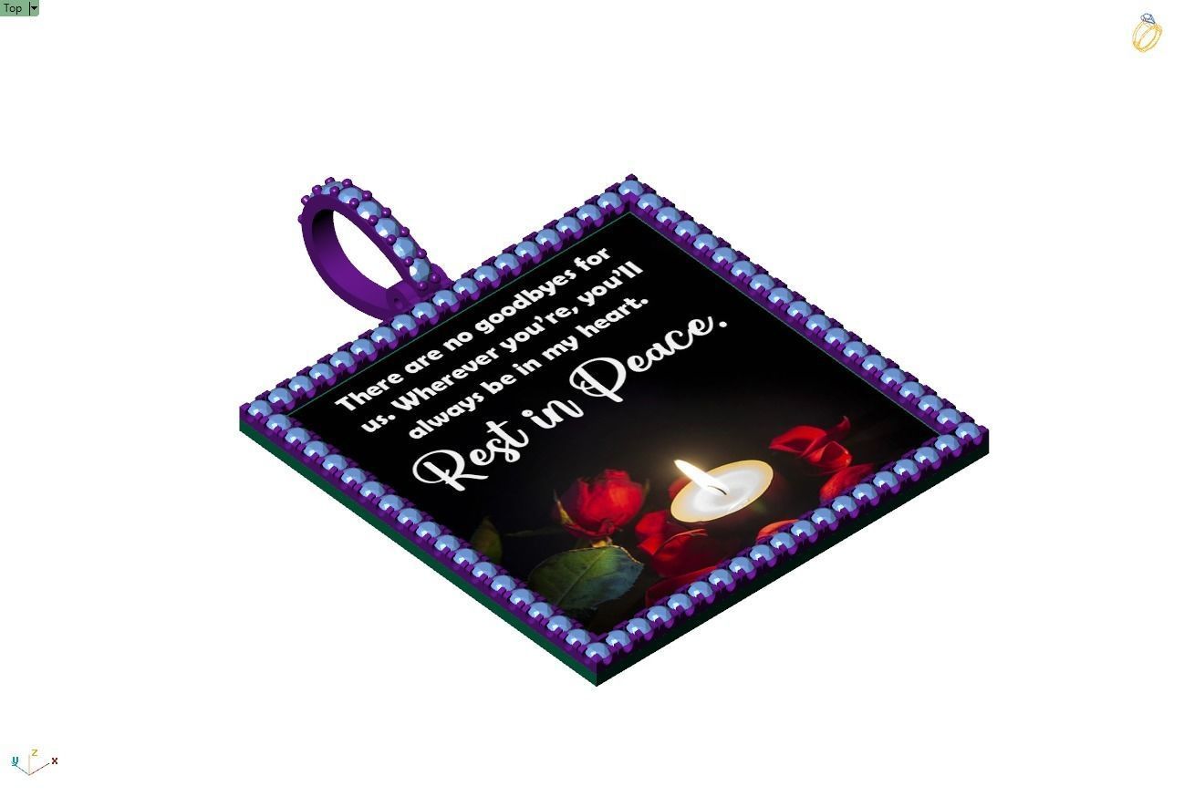 Custom Picture Pendant with Diamond - Square Memory Pendant 3D print model_10