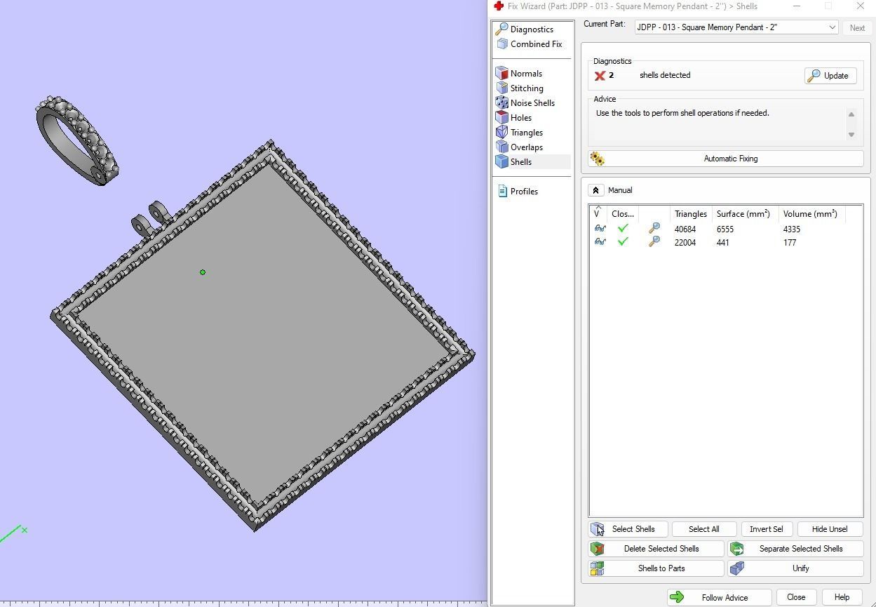 Custom Picture Pendant with Diamond - Square Memory Pendant 3D print model_19