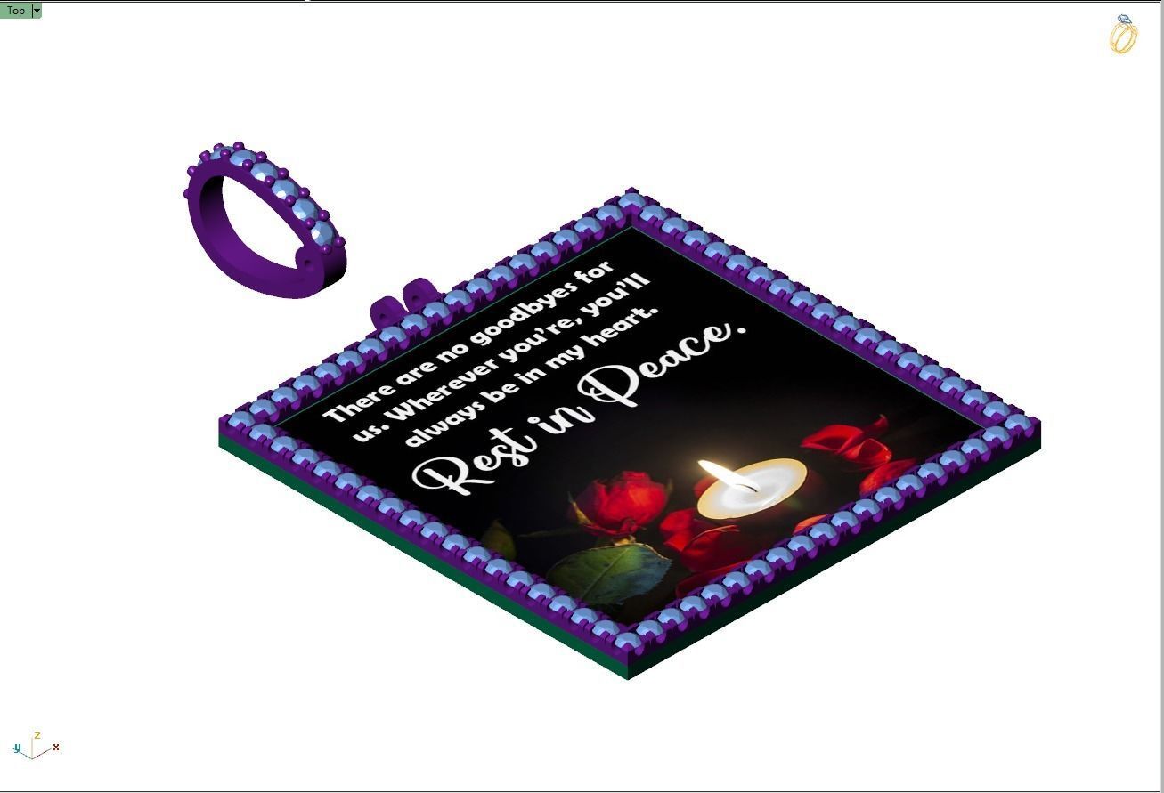 Custom Picture Pendant with Diamond - Square Memory Pendant 3D print model_13