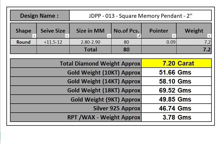 Custom Picture Pendant with Diamond - Square Memory Pendant 3D print model_20