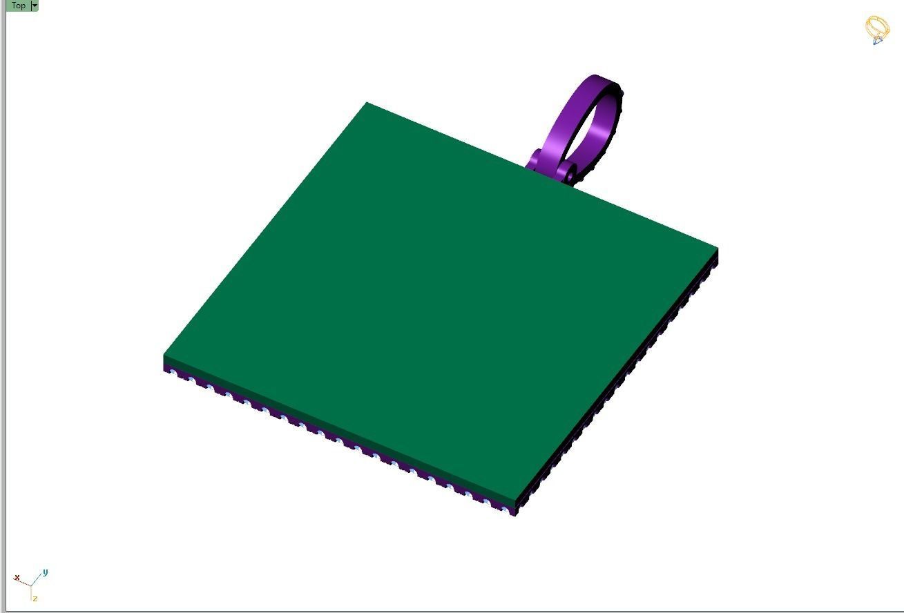 Custom Picture Pendant with Diamond - Square Memory Pendant 3D print model_11