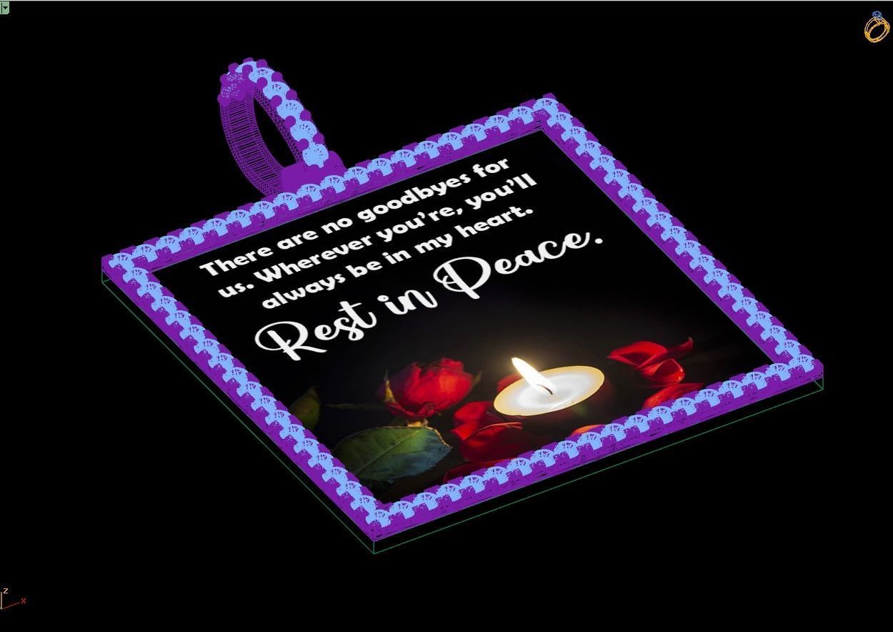 Custom Picture Pendant with Diamond - Square Memory Pendant 3D print model_15