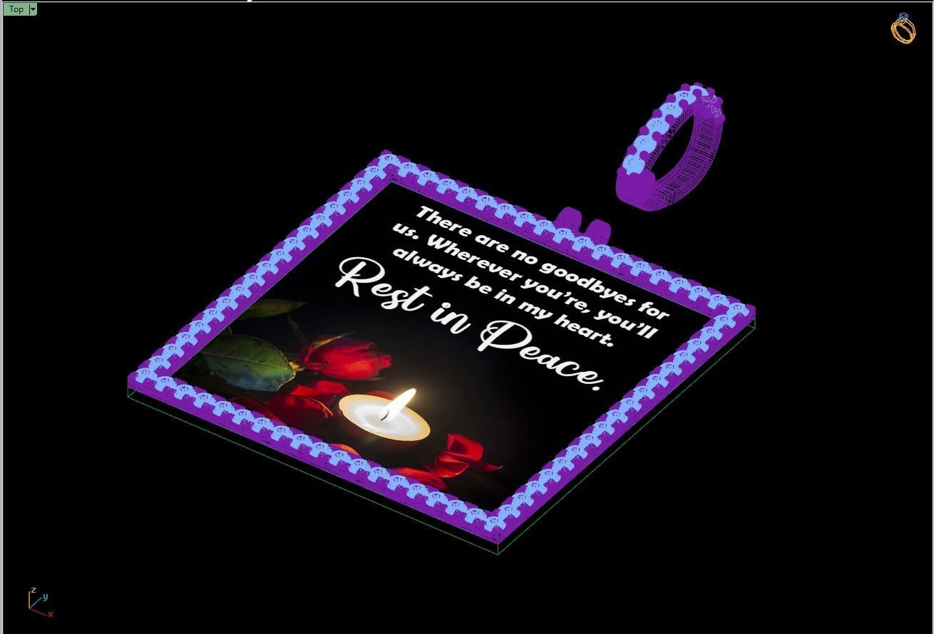 Custom Picture Pendant with Diamond - Square Memory Pendant 3D print model_16