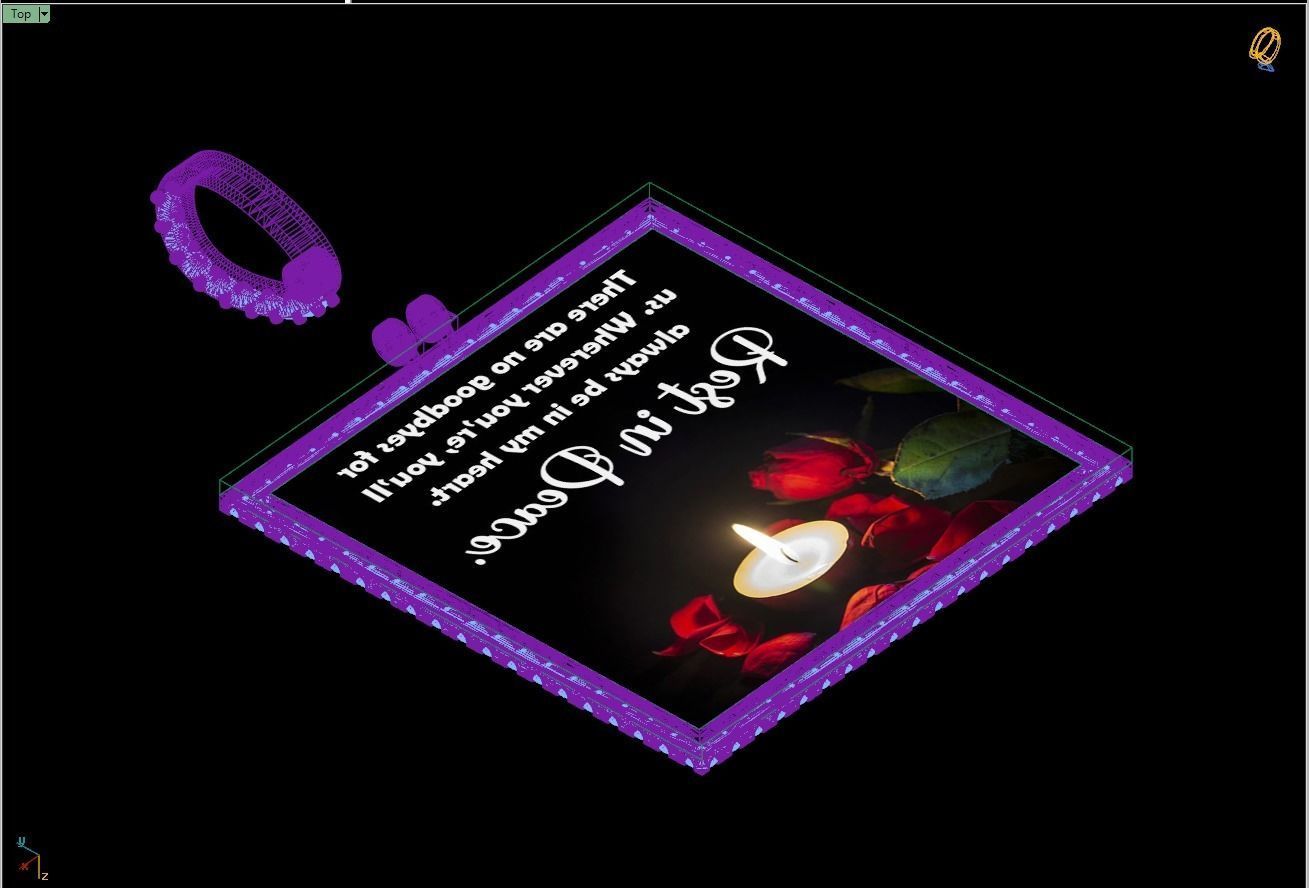 Custom Picture Pendant with Diamond - Square Memory Pendant 3D print model_17