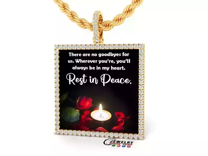 Custom Picture Pendant with Diamond - Square Memory Pendant 