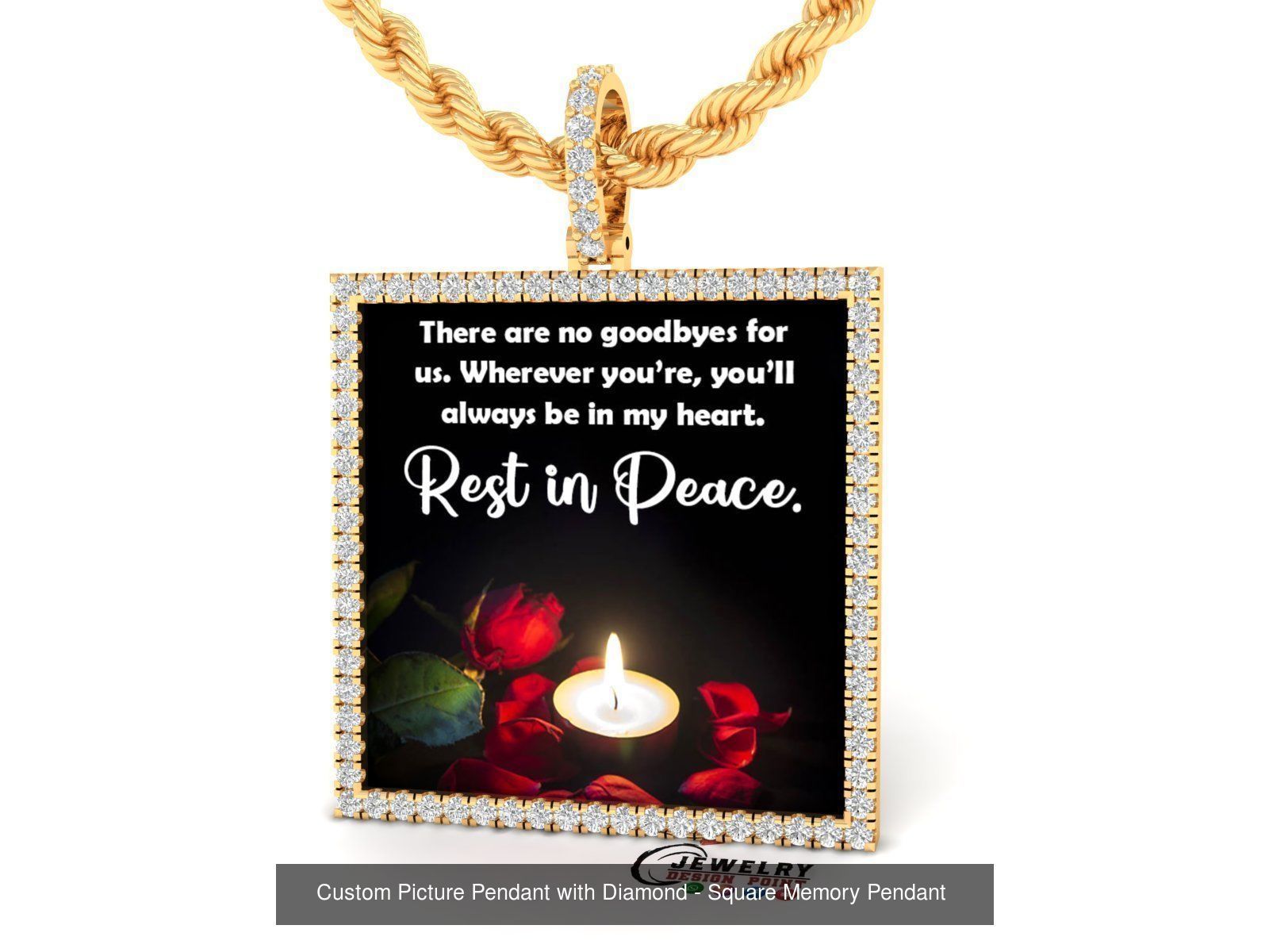 Custom Picture Pendant with Diamond - Square Memory Pendant  3D Model Collection_13