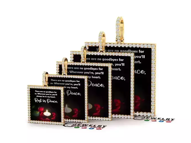Custom Picture Pendant with Diamond - Square Memory Pendant 