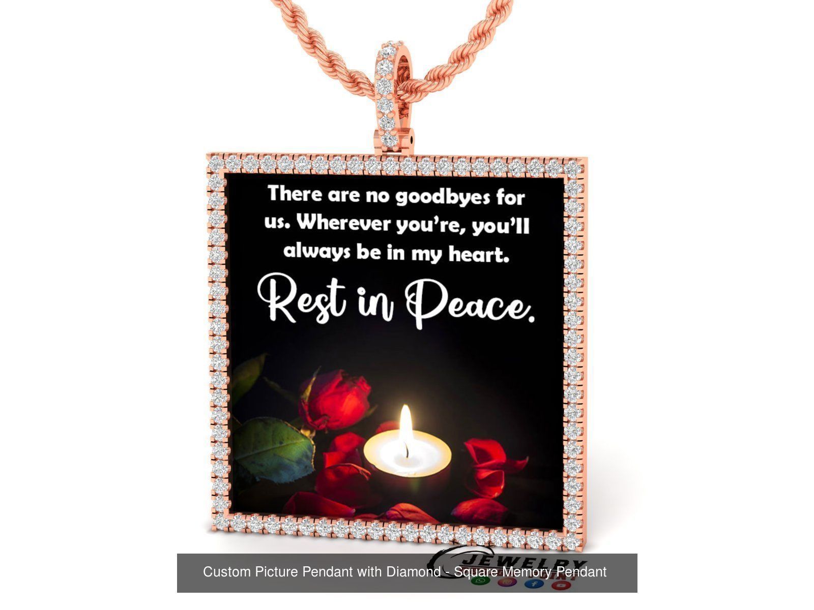 Custom Picture Pendant with Diamond - Square Memory Pendant  3D Model Collection_11