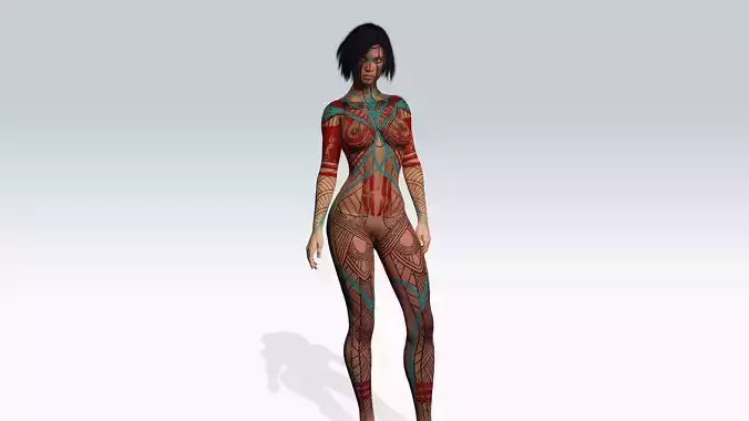 Naked Tribal Girl - Fully Rigged Low-poly 3D model