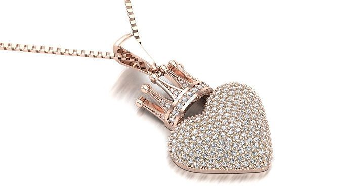 Heart Crown Pendant 3D print model