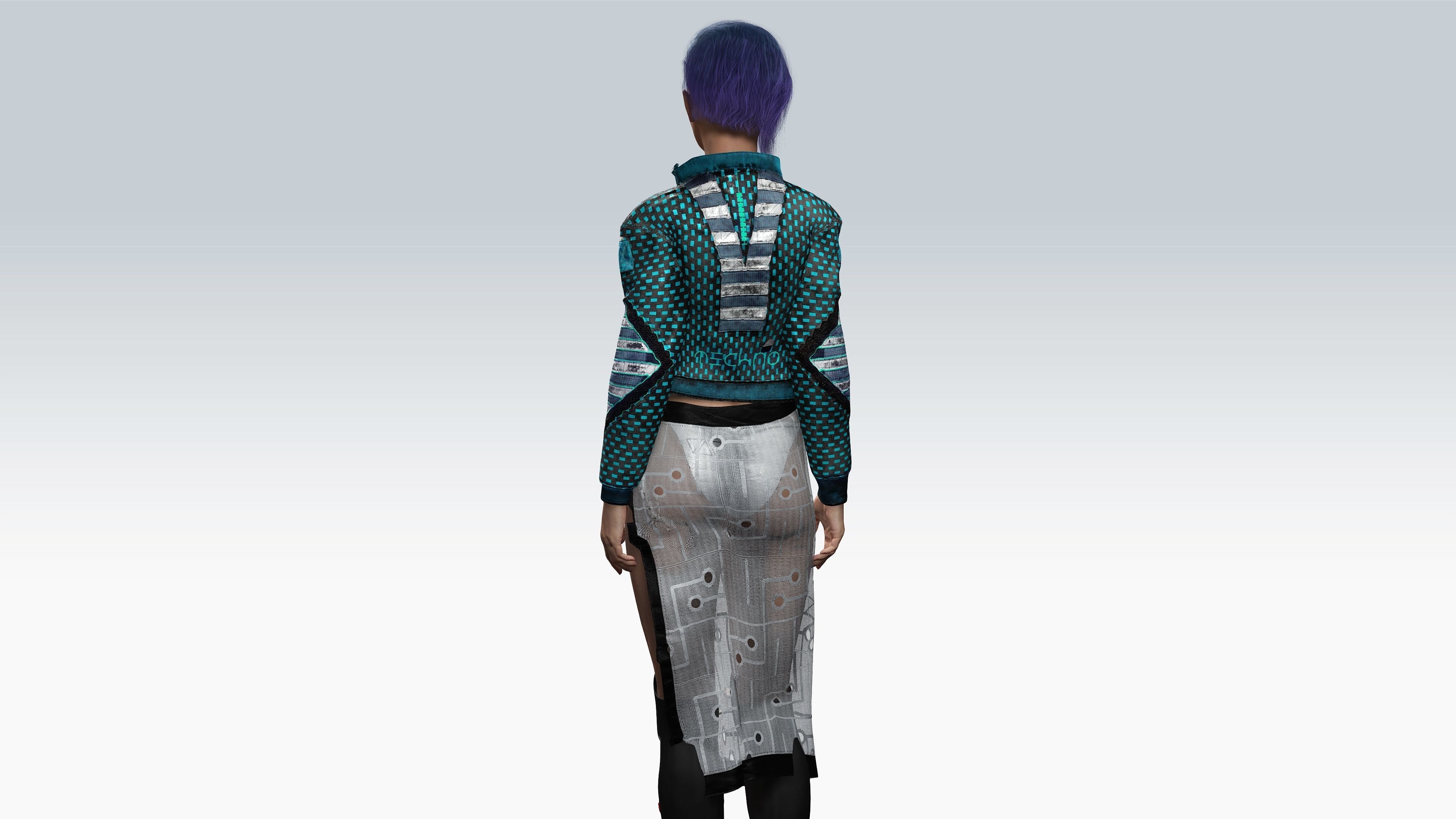Scifi cyberpunk Girl - Fully Rigged Low-poly 3D model_6