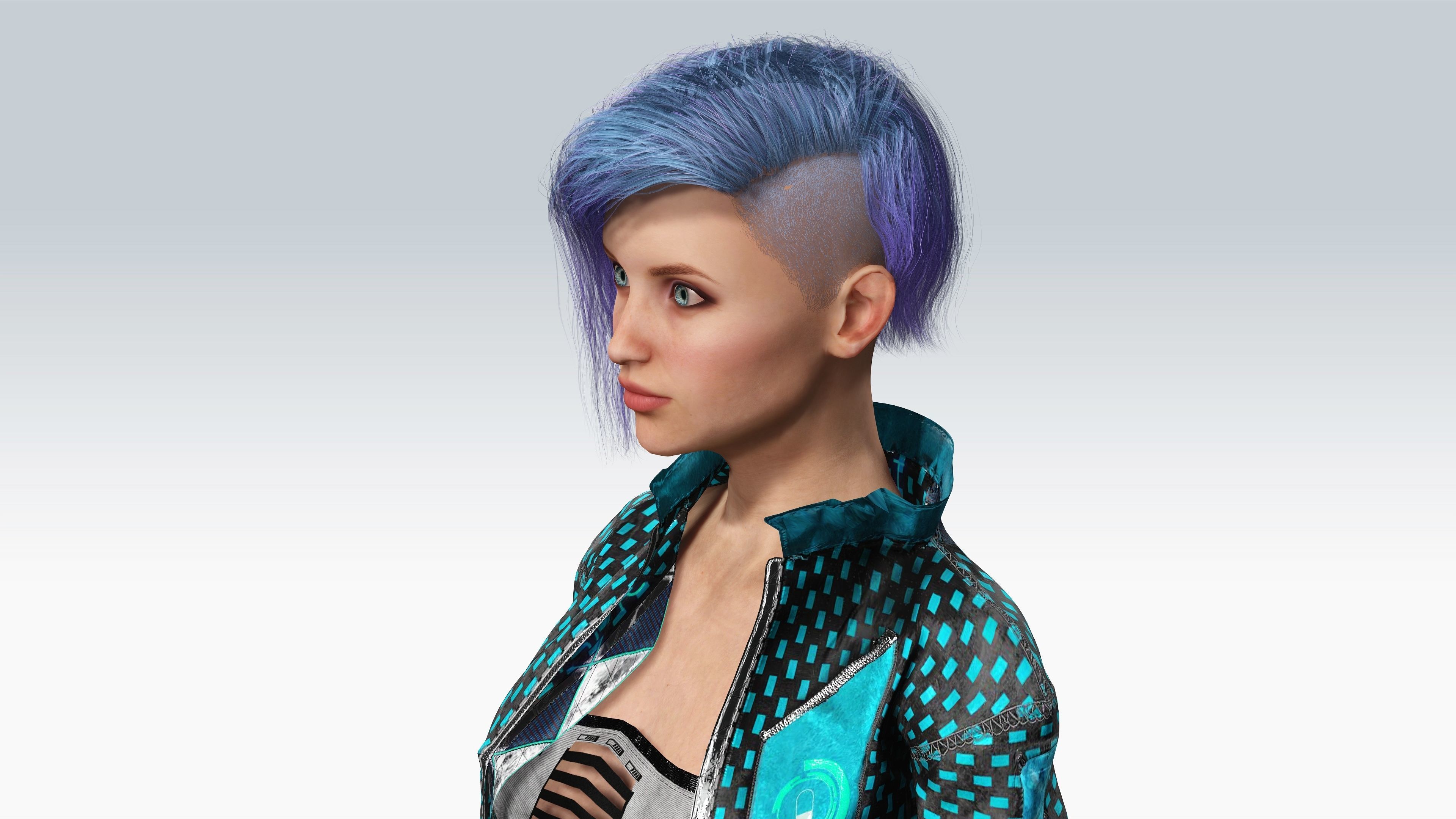 Scifi cyberpunk Girl - Fully Rigged Low-poly 3D model_4