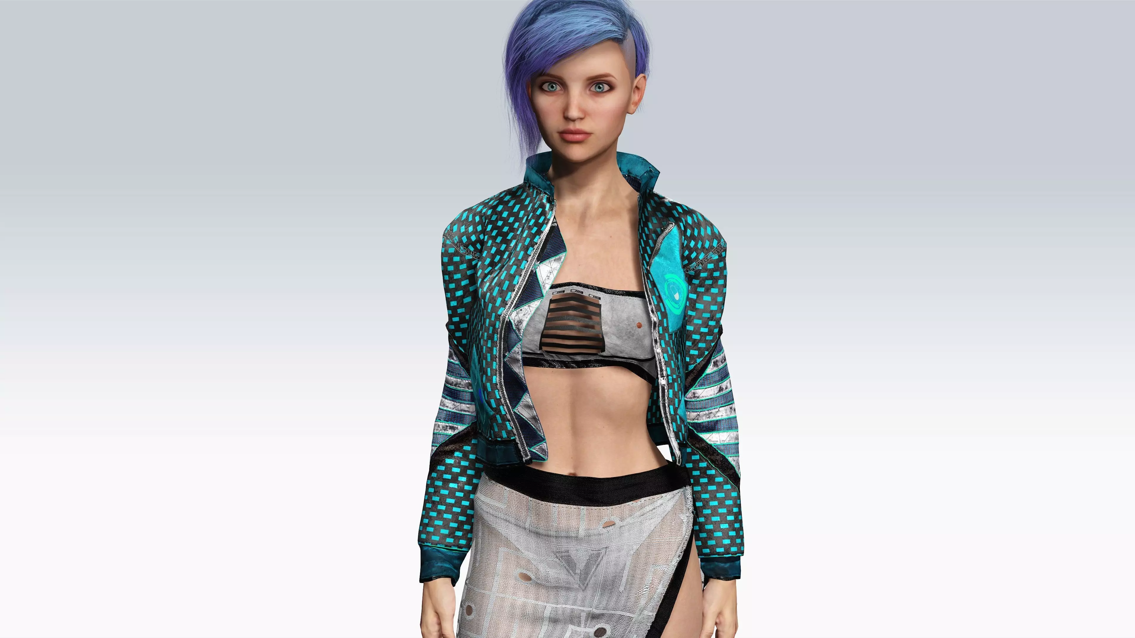 Scifi cyberpunk Girl - Fully Rigged Low-poly 3D model_0