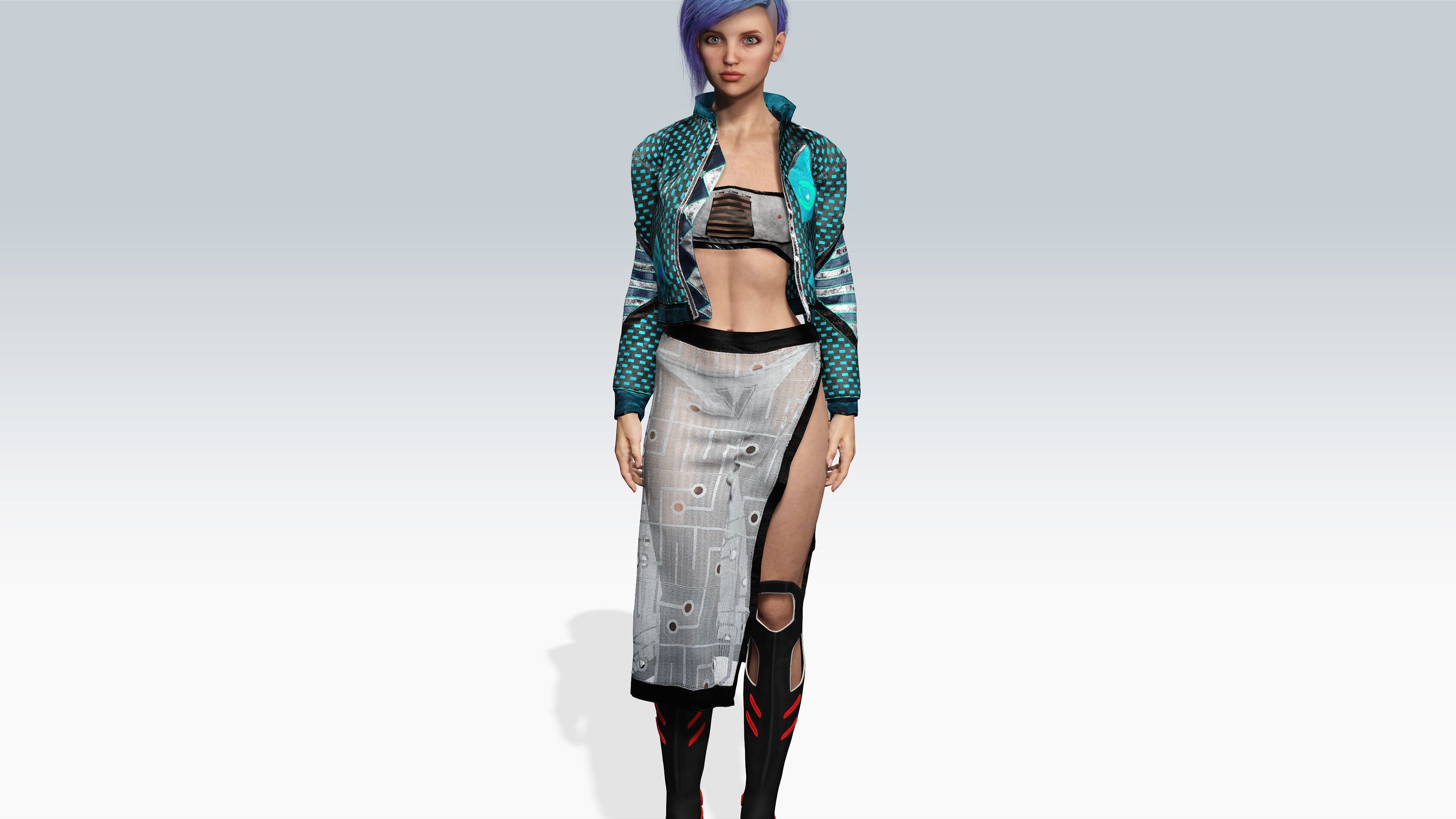 Scifi cyberpunk Girl - Fully Rigged Low-poly 3D model_3