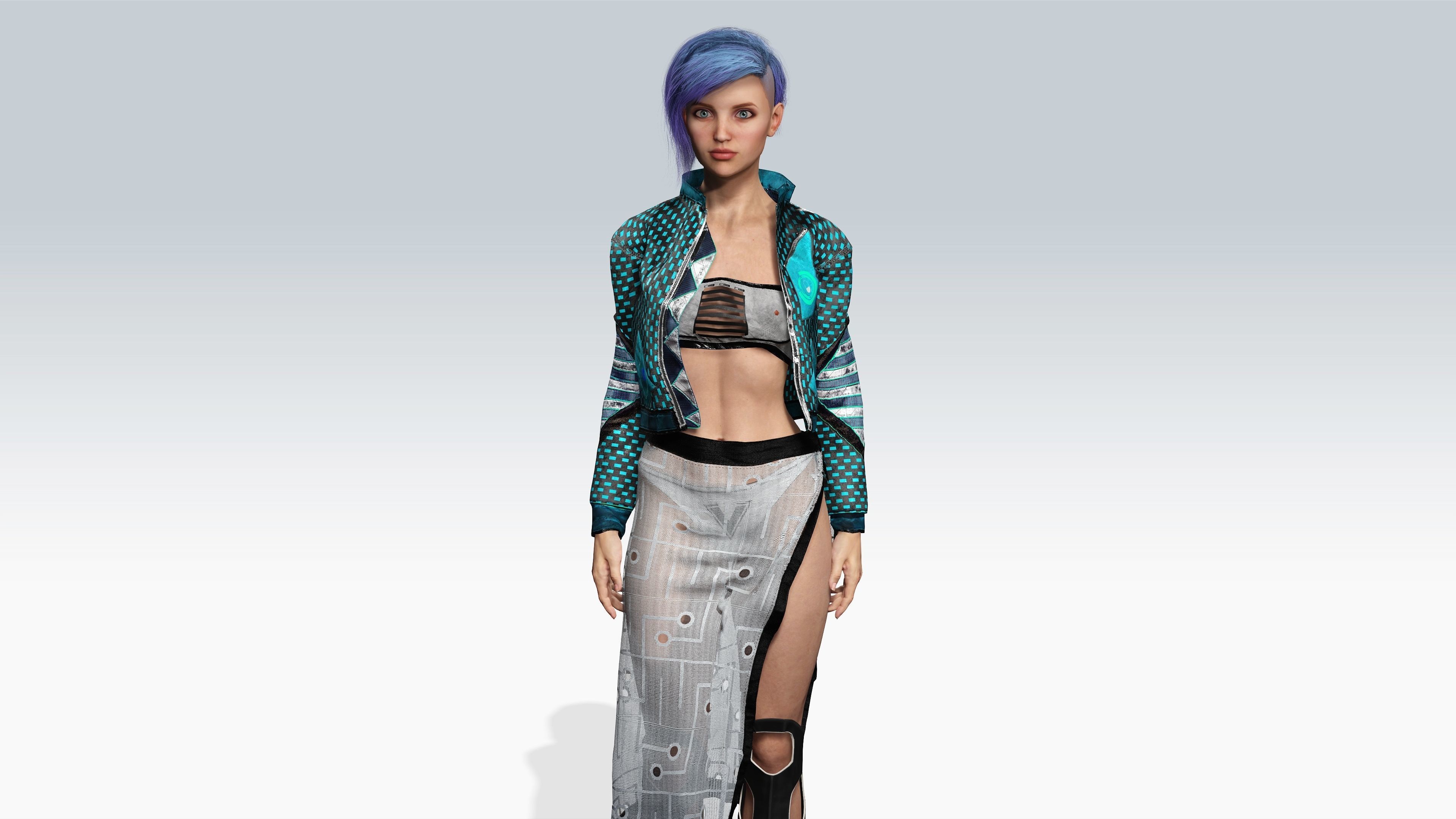 Scifi cyberpunk Girl - Fully Rigged Low-poly 3D model_1