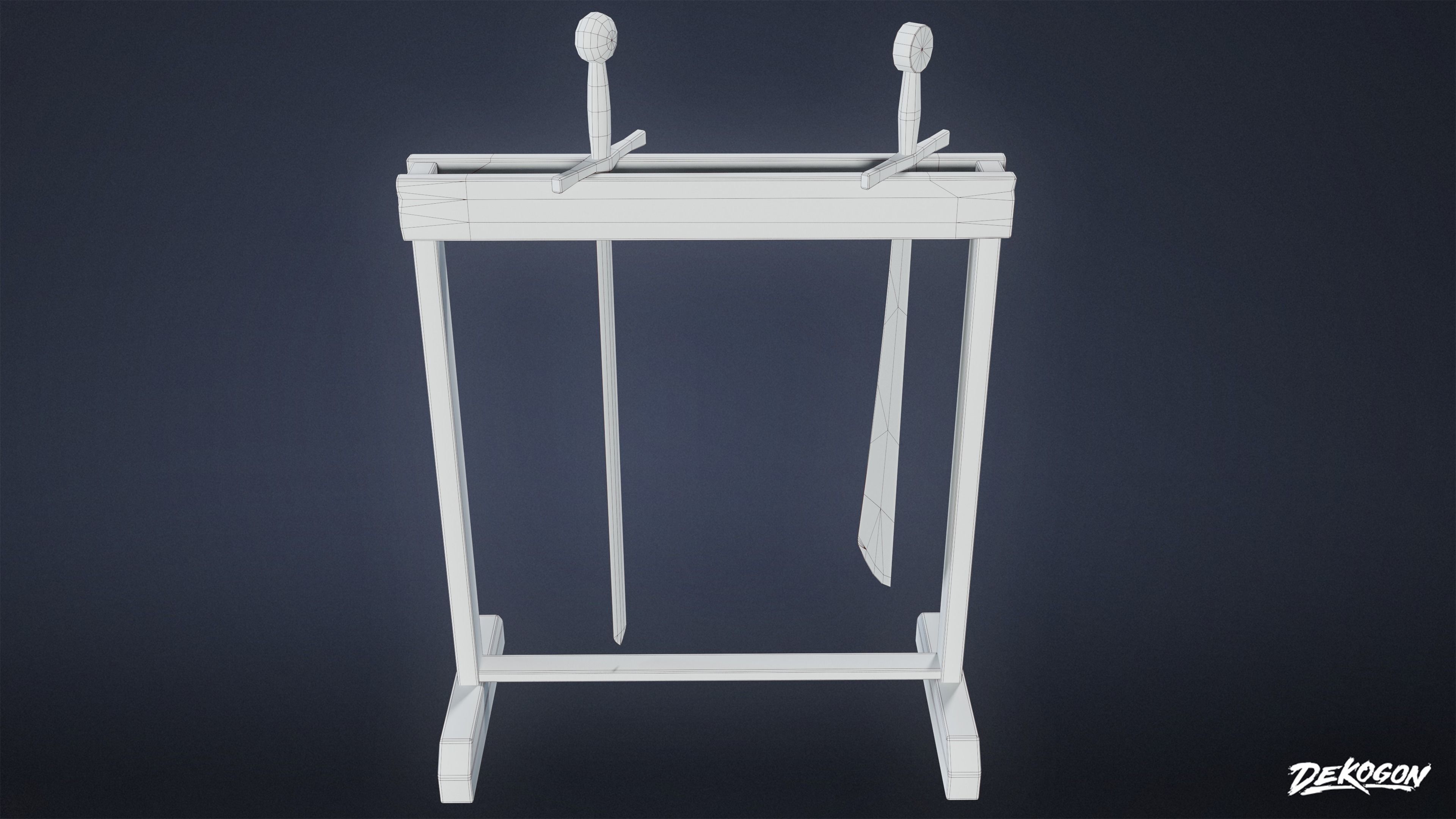 MEDIEVAL - Sword Rack 01 - LOW POLY Low-poly 3D model_7