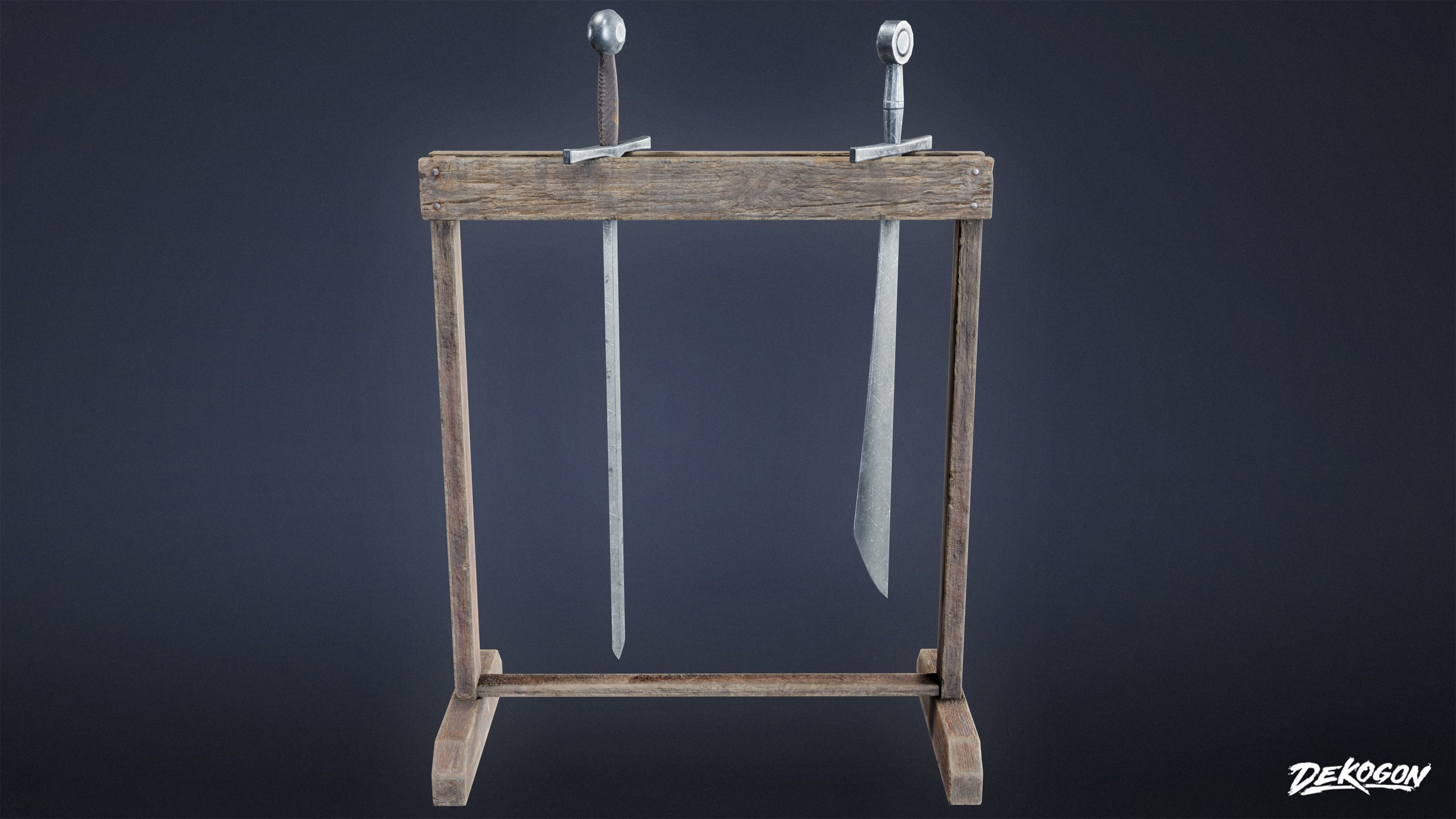 MEDIEVAL - Sword Rack 01 - LOW POLY Low-poly 3D model_1