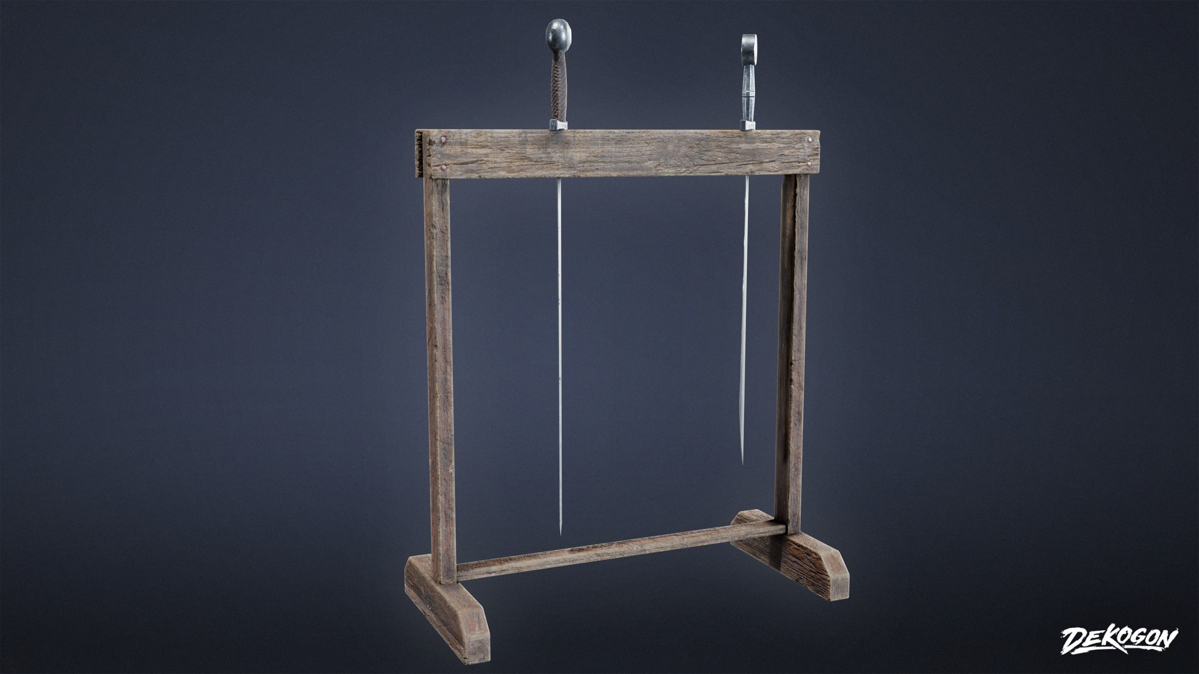 MEDIEVAL - Sword Rack 01 - LOW POLY Low-poly 3D model_2