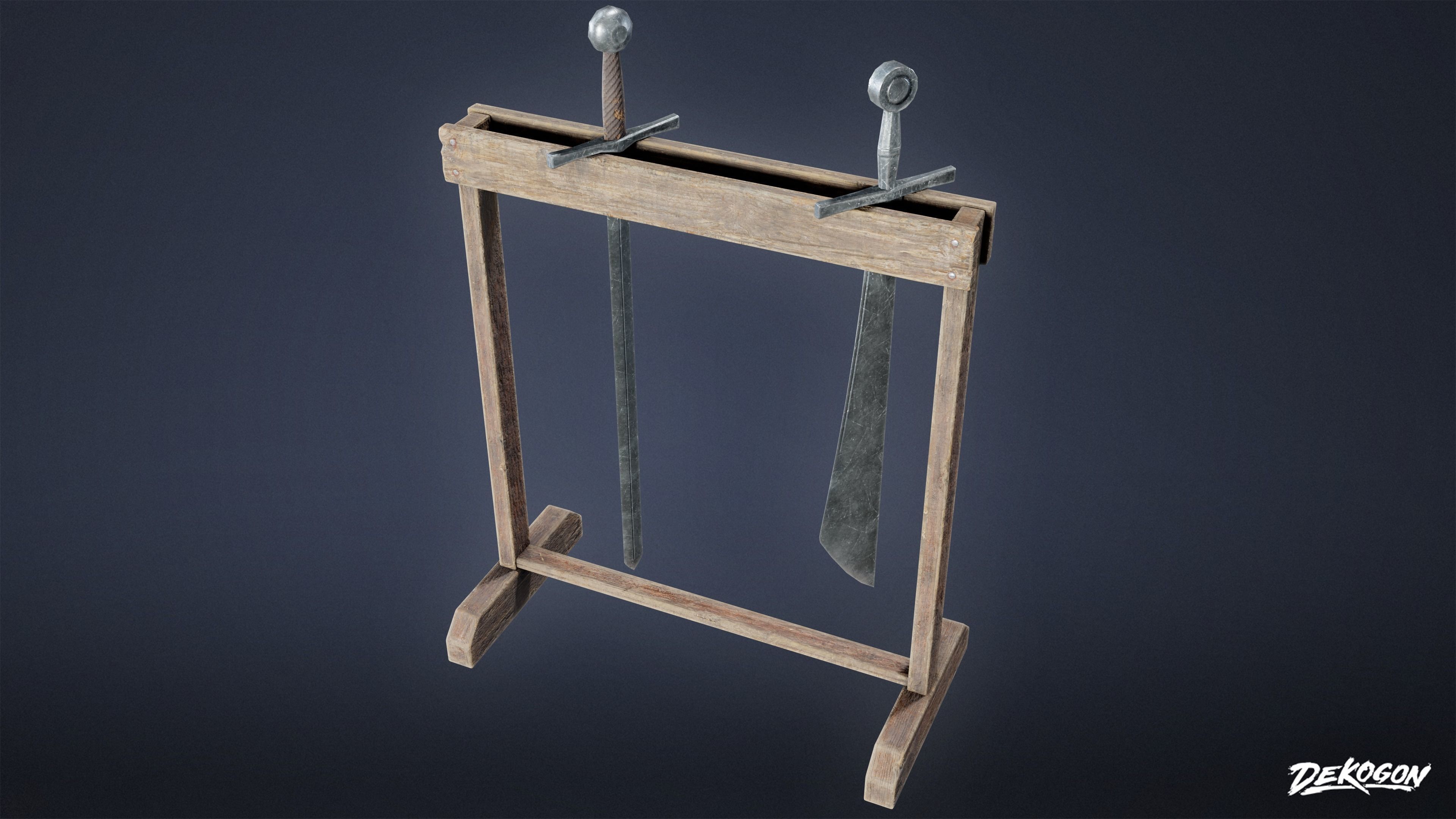 MEDIEVAL - Sword Rack 01 - LOW POLY Low-poly 3D model_4